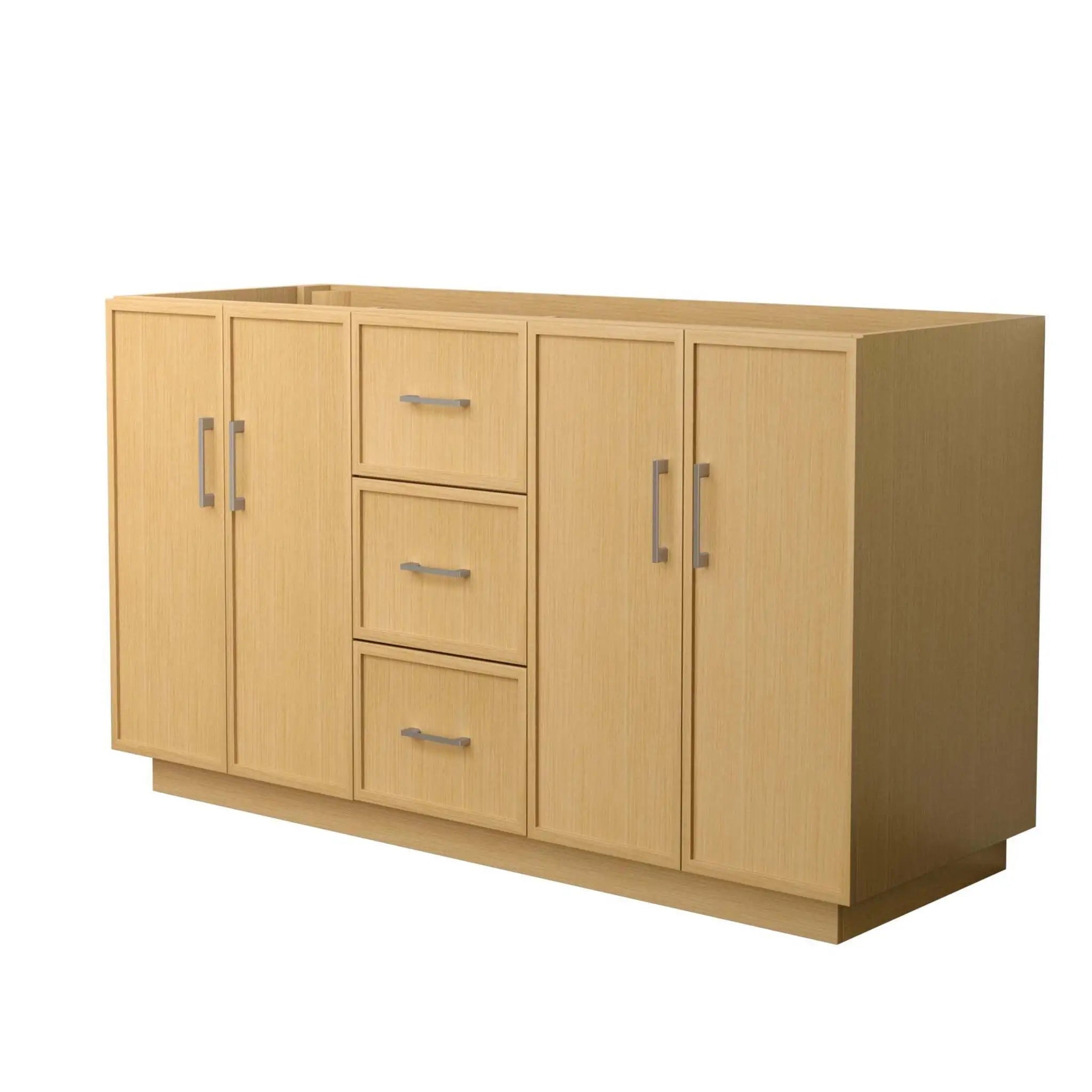 60" Elan TK Elan Double Bathroom Vanity with Toe Kick in Light Oak with Brushed Nickel Trim by Wyndham