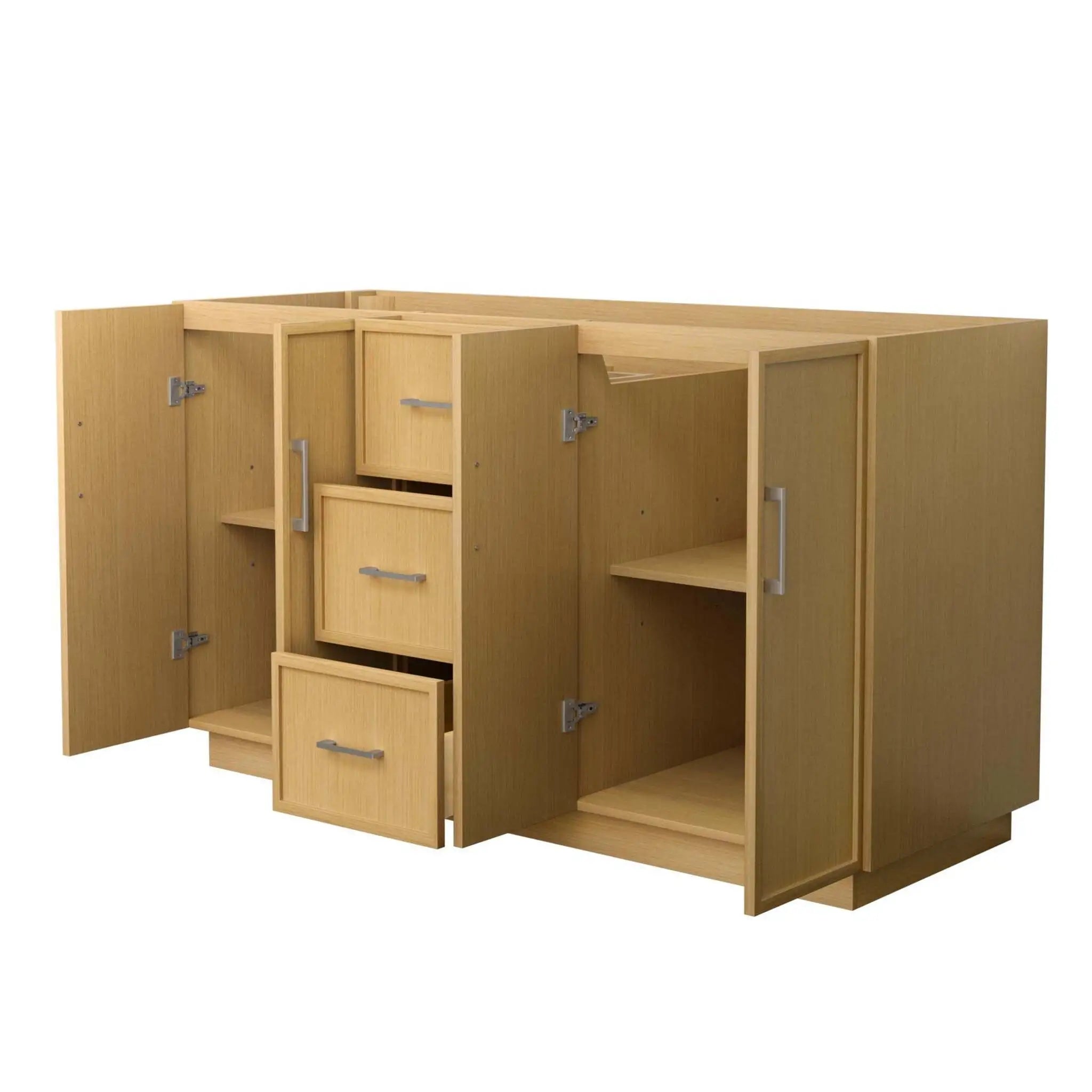 60" Elan TK Elan Double Bathroom Vanity with Toe Kick in Light Oak with Brushed Nickel Trim by Wyndham