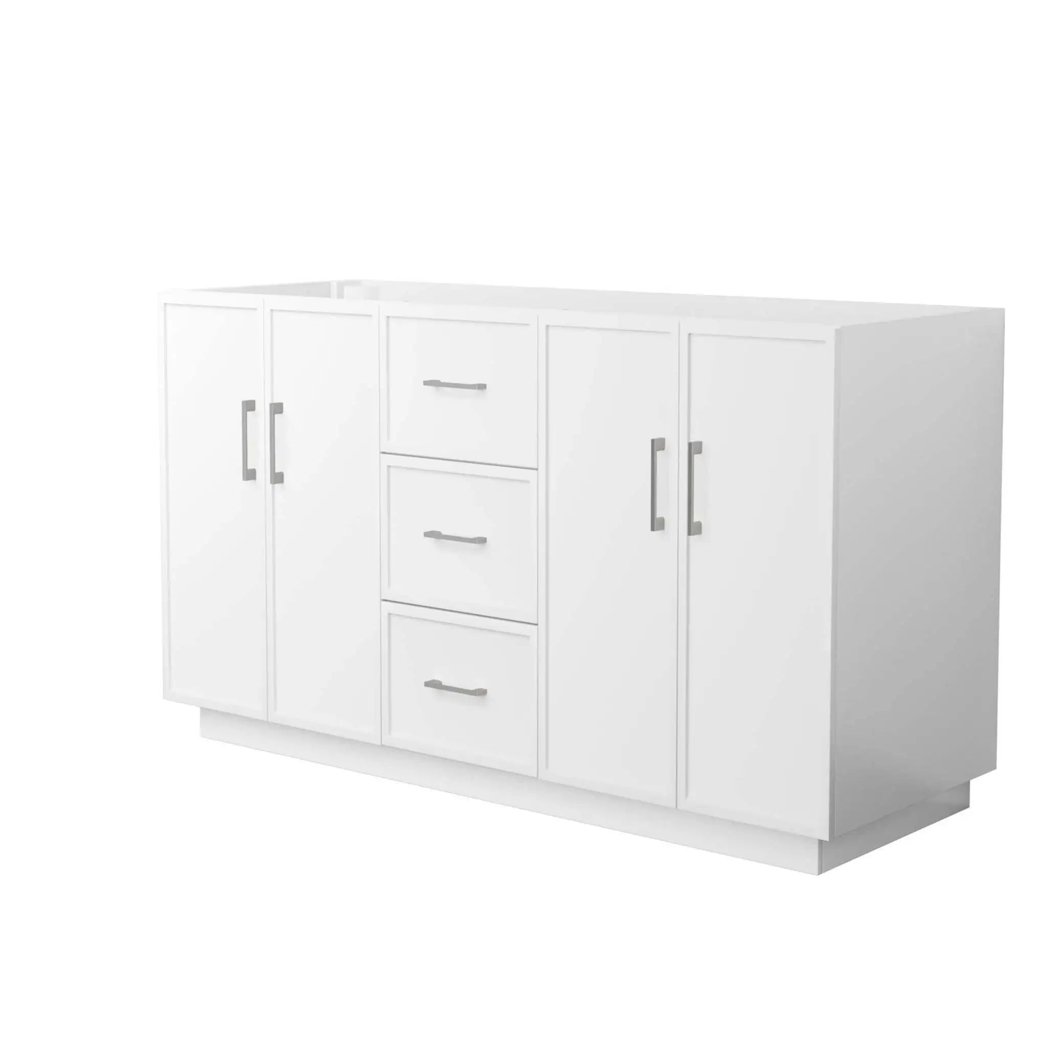 60" Elan TK Elan Double Bathroom Vanity with Toe Kick in White with Brushed Nickel Trim by Wyndham