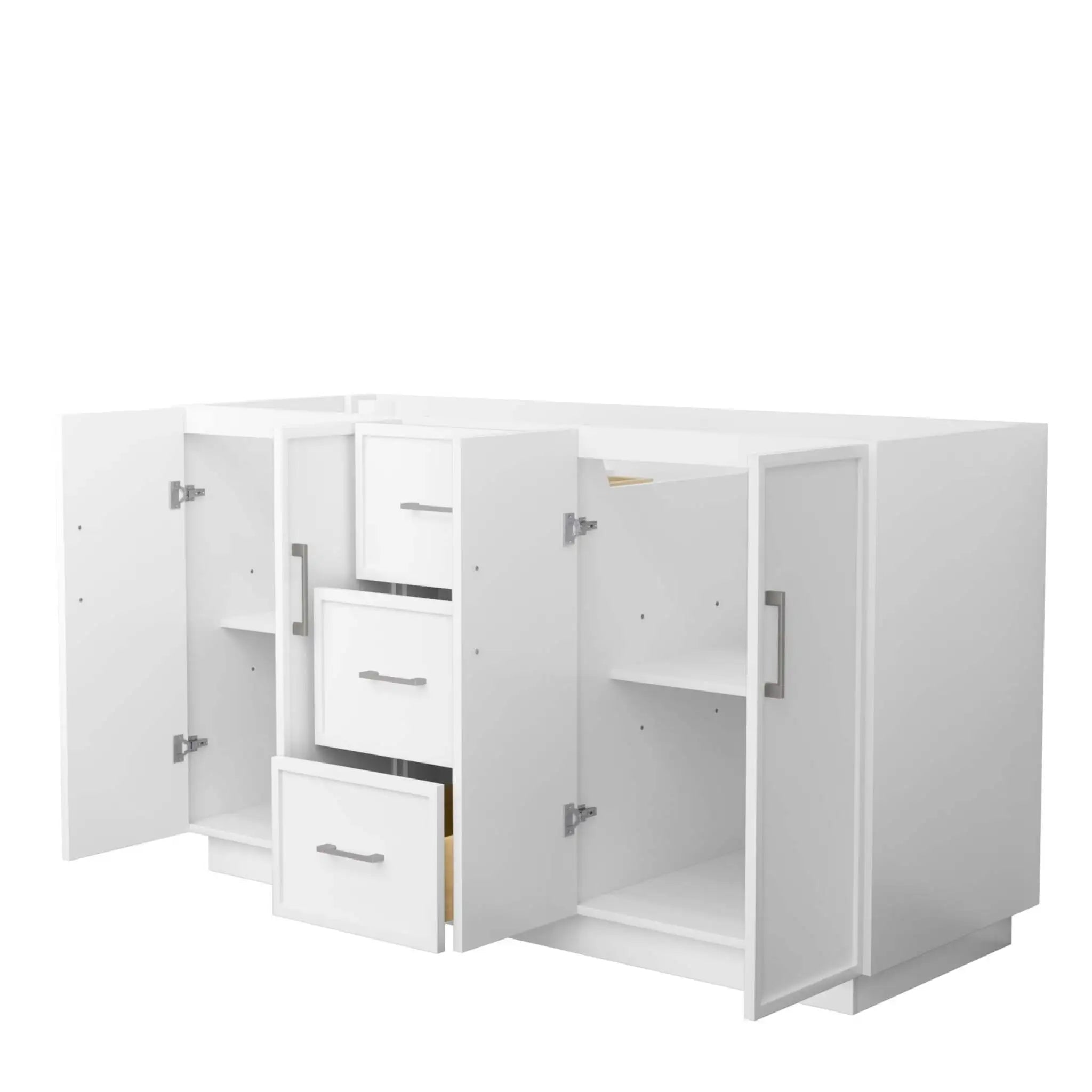 60" Elan TK Elan Double Bathroom Vanity with Toe Kick in White with Brushed Nickel Trim by Wyndham