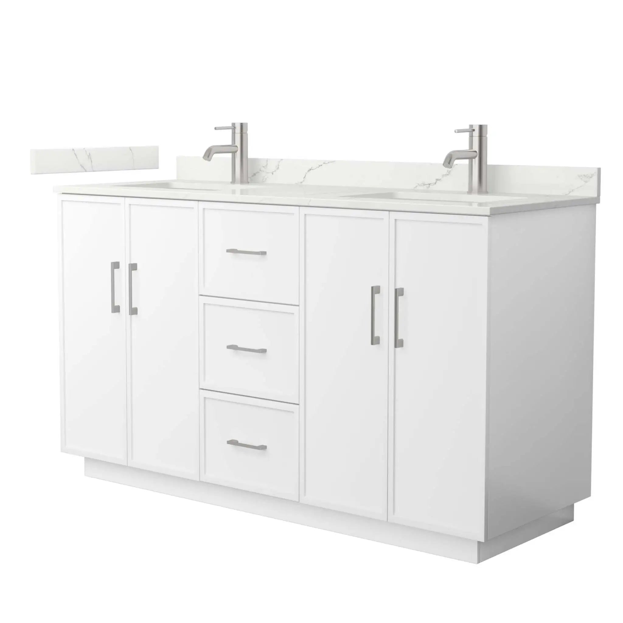 60" Elan TK Elan Double Bathroom Vanity with Toe Kick in White with Brushed Nickel Trim by Wyndham