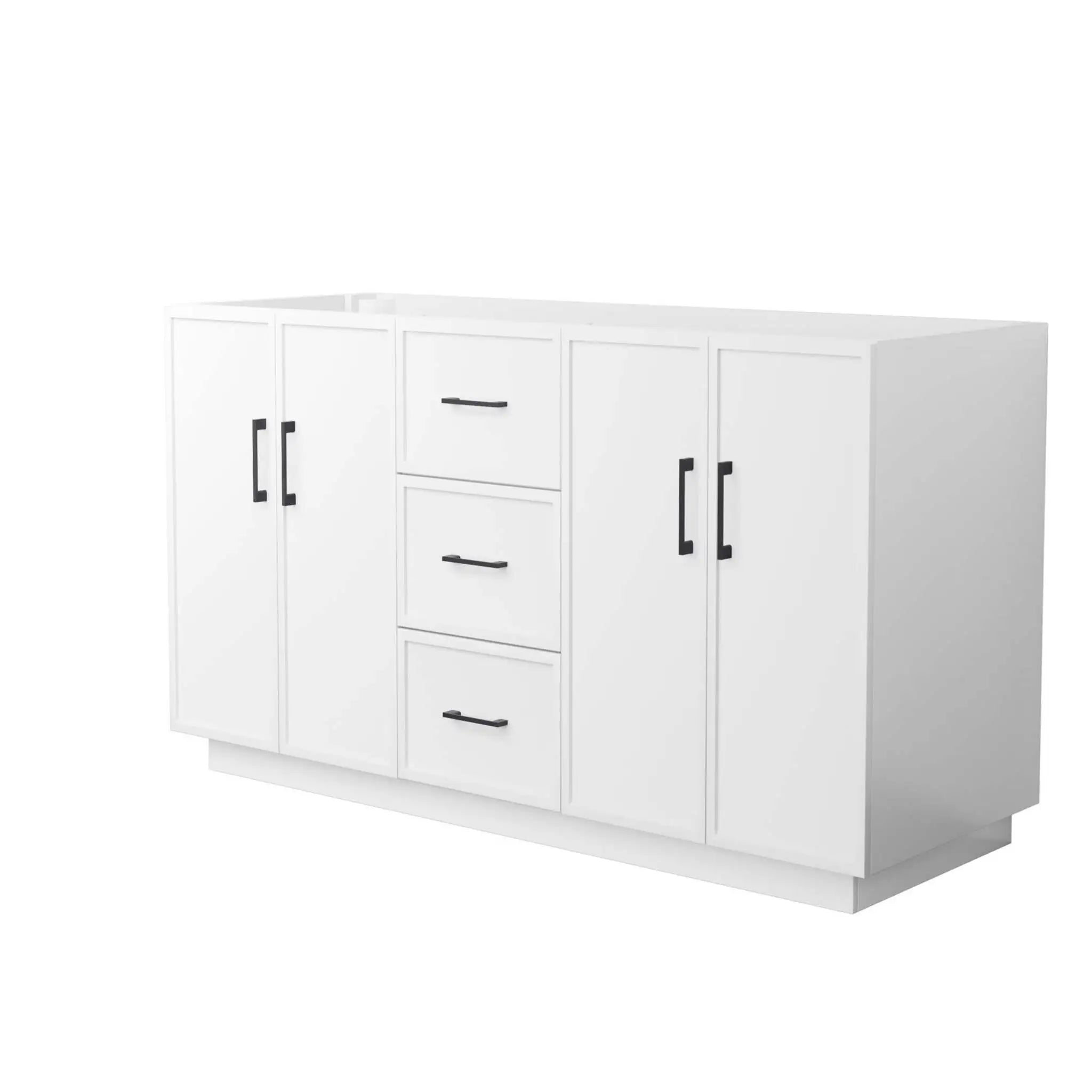 60" Elan TK Elan Double Bathroom Vanity with Toe Kick in White with Matte Black Trim by Wyndham