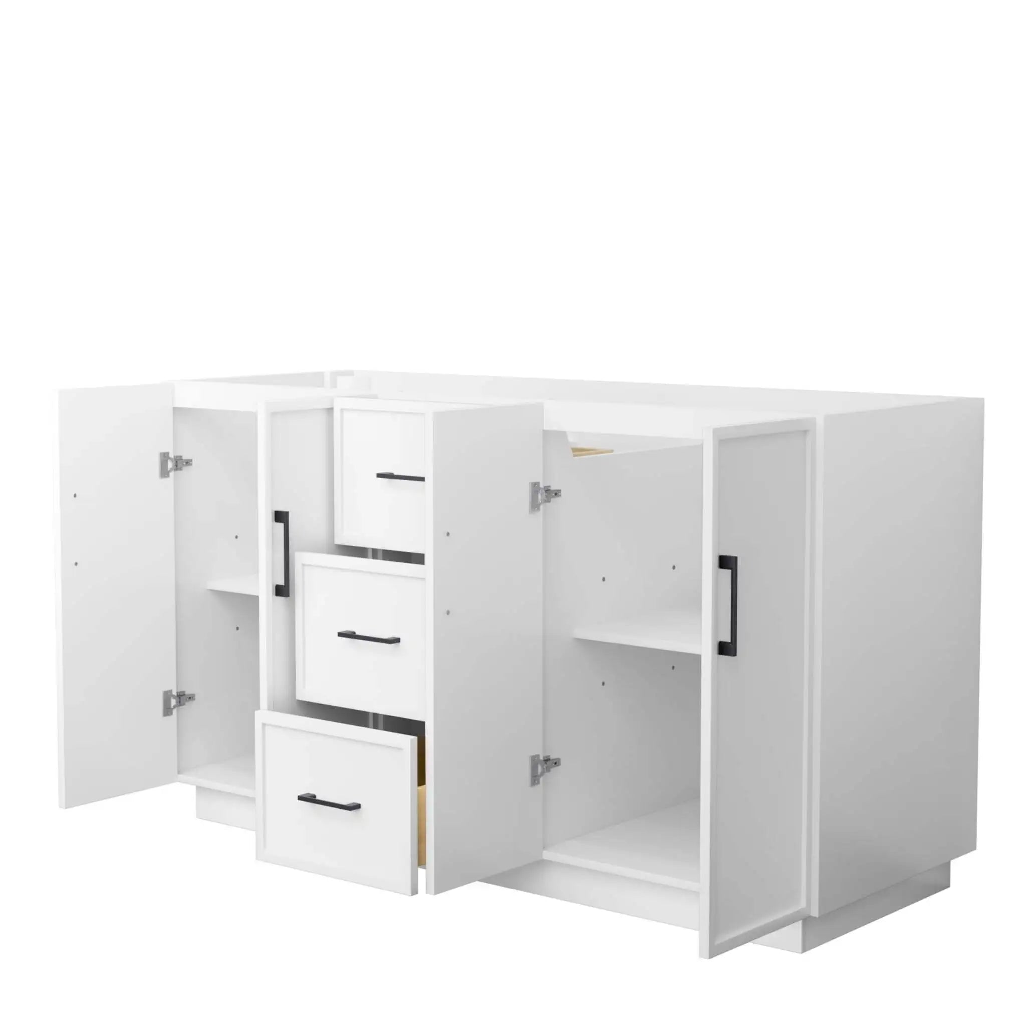 60" Elan TK Elan Double Bathroom Vanity with Toe Kick in White with Matte Black Trim by Wyndham