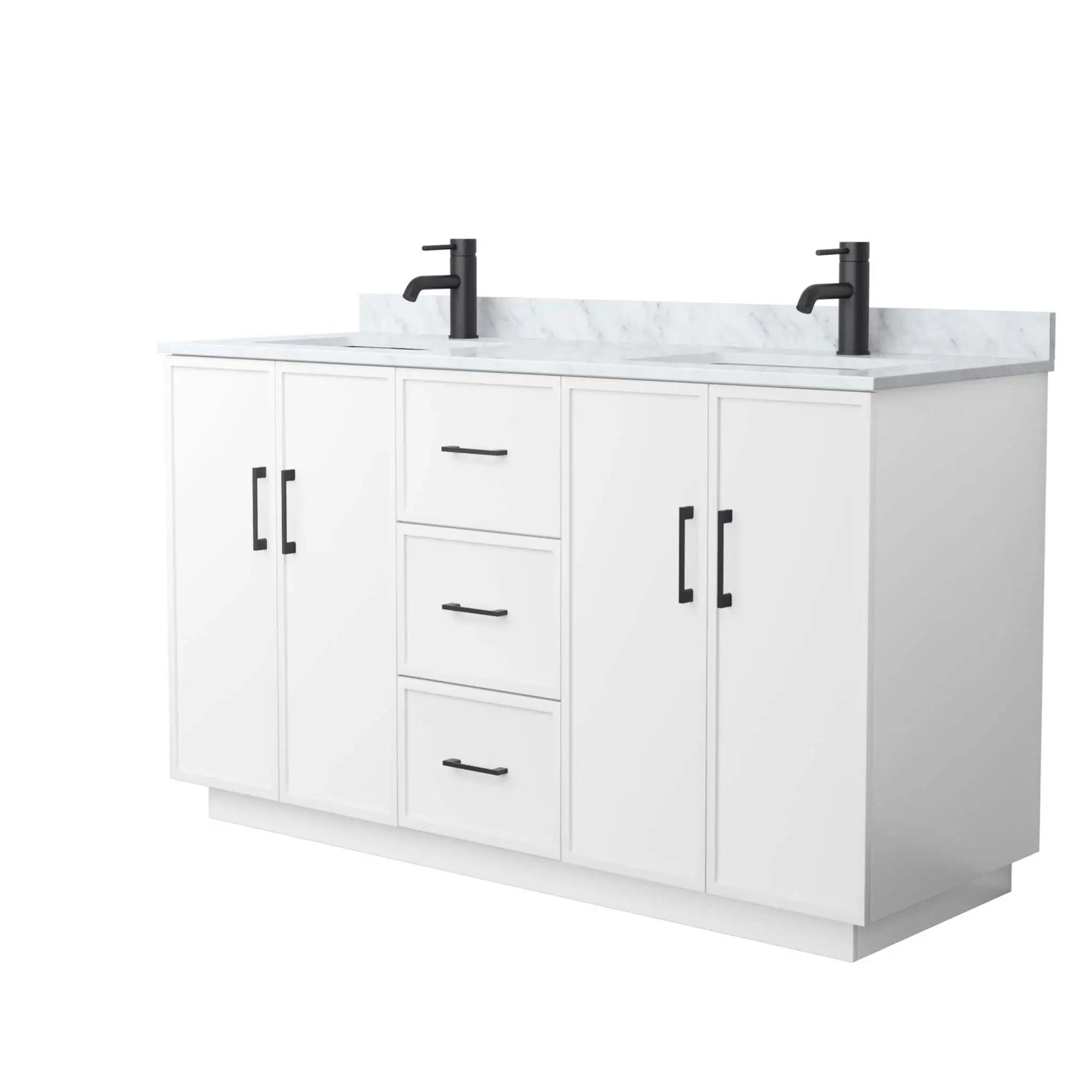 60" Elan TK Elan Double Bathroom Vanity with Toe Kick in White with Matte Black Trim by Wyndham