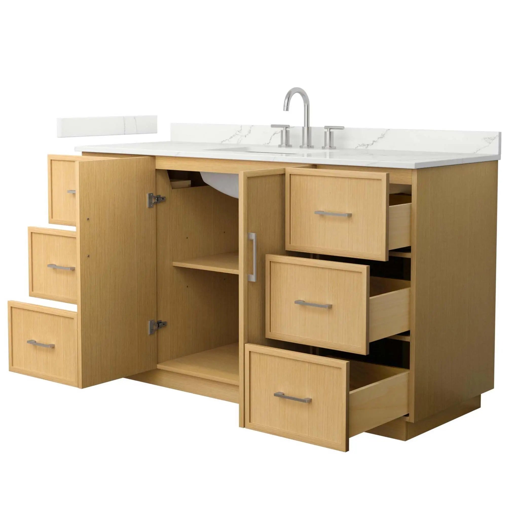 60" Elan TK Elan Single Bathroom Vanity with Toe Kick in Light Oak with Brushed Nickel Trim by Wyndham
