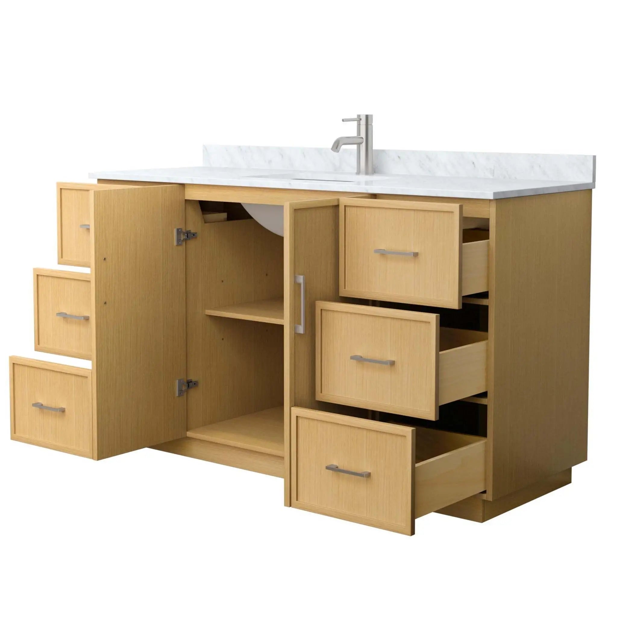60" Elan TK Elan Single Bathroom Vanity with Toe Kick in Light Oak with Brushed Nickel Trim by Wyndham