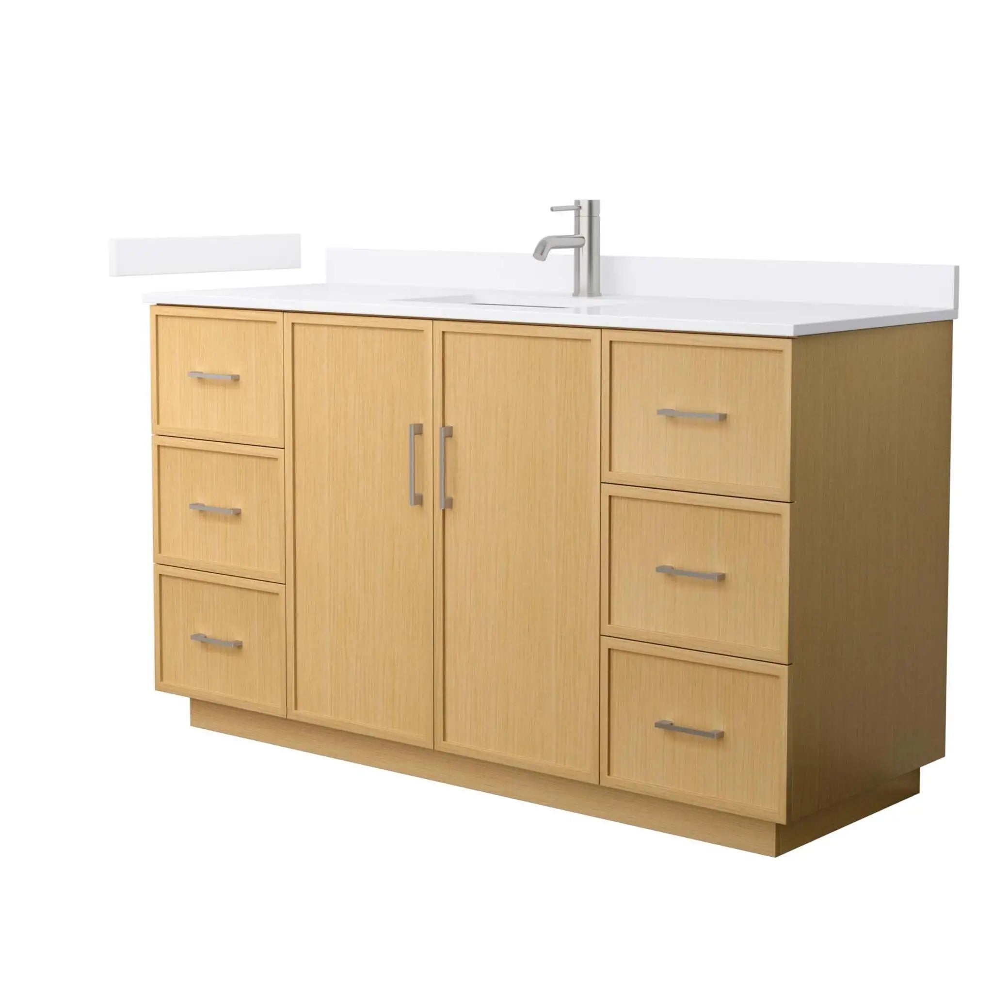 60" Elan TK Elan Single Bathroom Vanity with Toe Kick in Light Oak with Brushed Nickel Trim by Wyndham