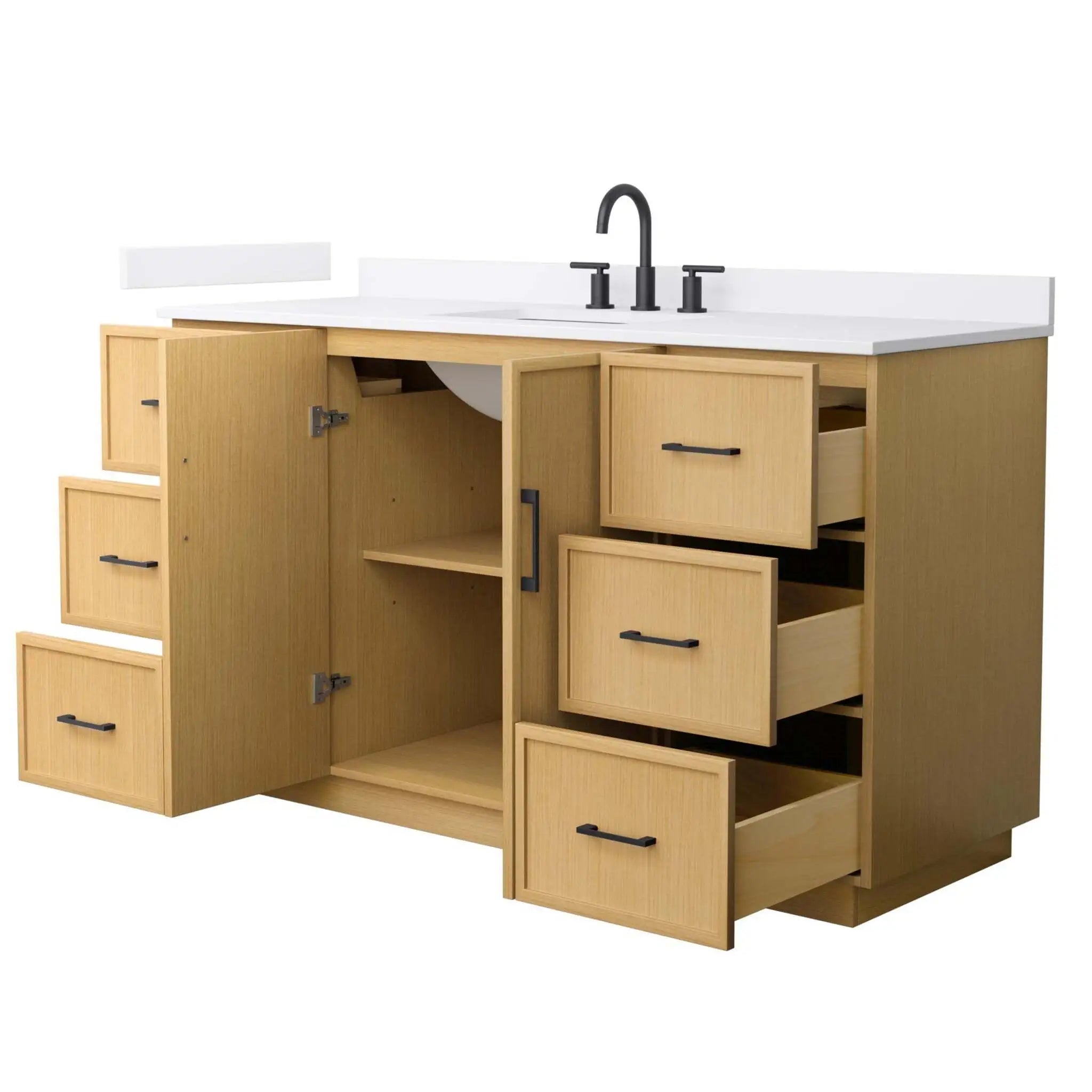 60" Elan TK Elan Single Bathroom Vanity with Toe Kick in Light Oak with Matte Black Trim by Wyndham