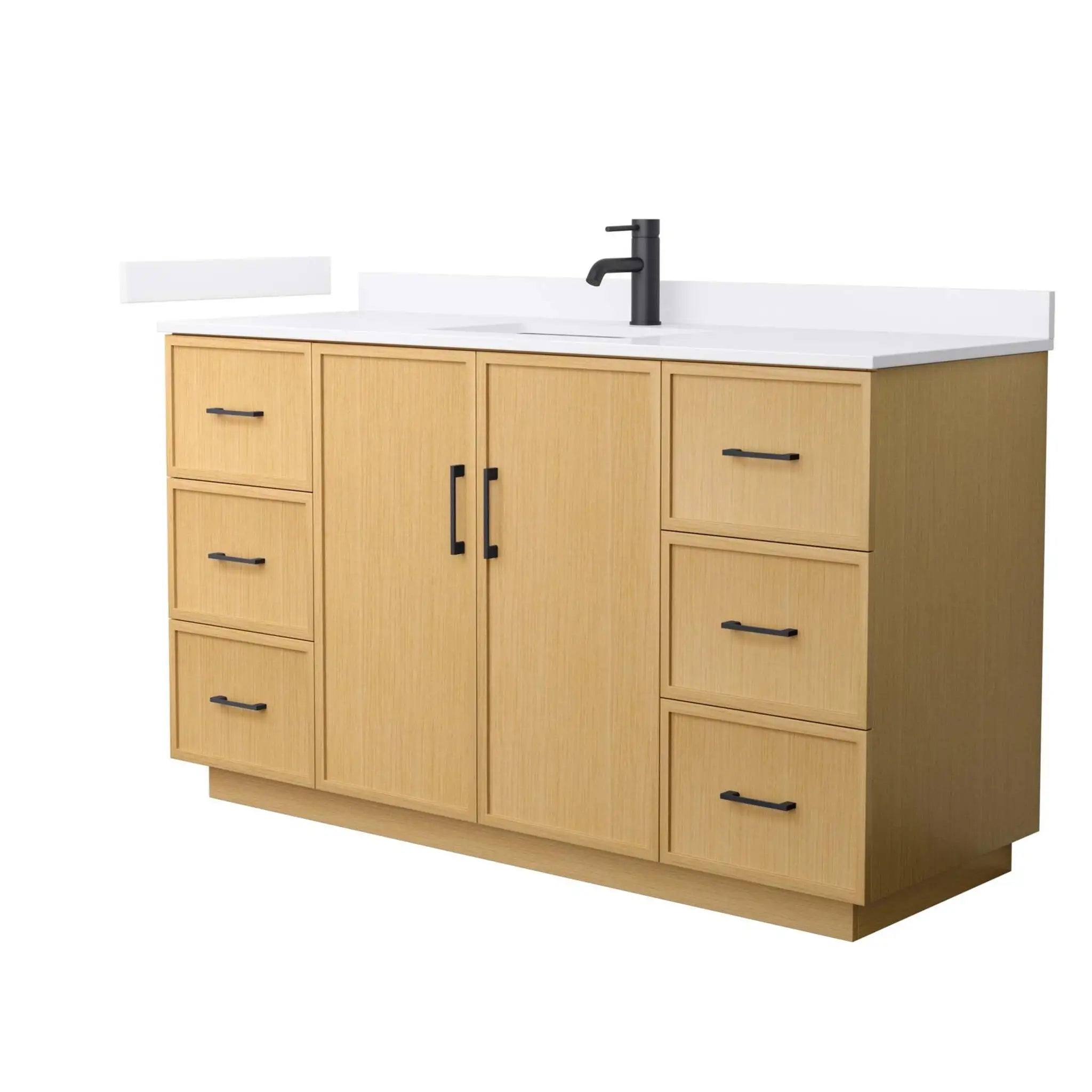 60" Elan TK Elan Single Bathroom Vanity with Toe Kick in Light Oak with Matte Black Trim by Wyndham