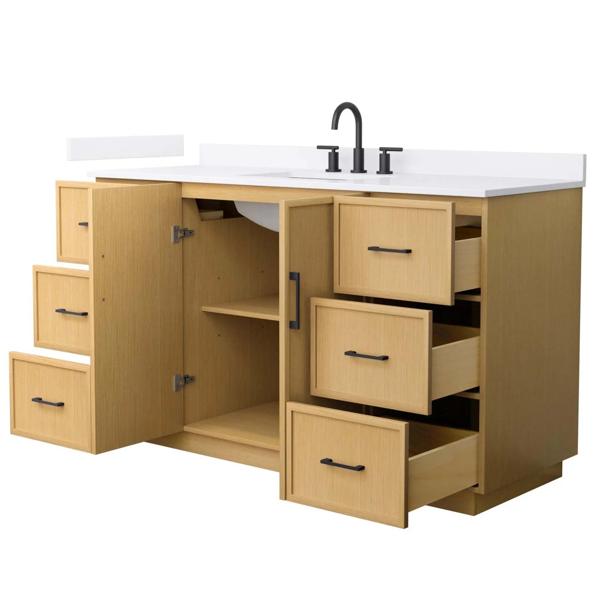 60" Elan TK Elan Single Bathroom Vanity with Toe Kick in Light Oak with Matte Black Trim by Wyndham