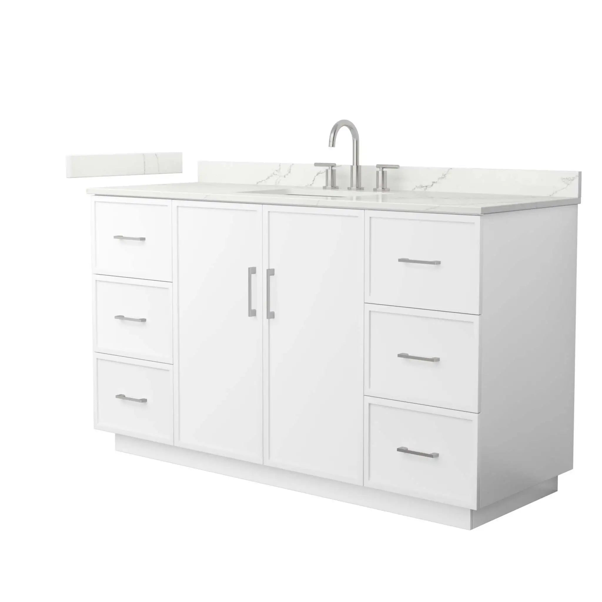 60" Elan TK Elan Single Bathroom Vanity with Toe Kick in White with Brushed Nickel Trim by Wyndham