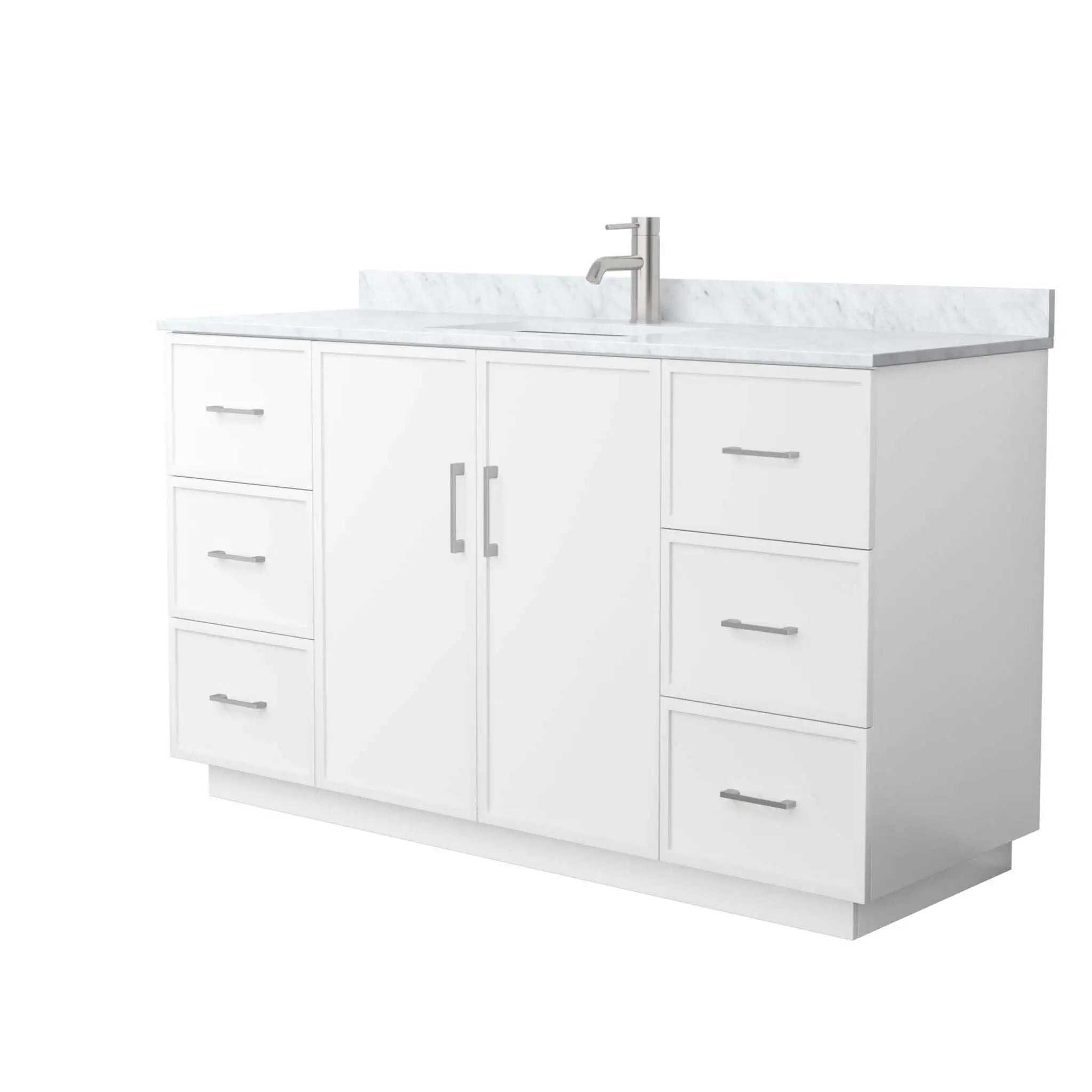 60" Elan TK Elan Single Bathroom Vanity with Toe Kick in White with Brushed Nickel Trim by Wyndham