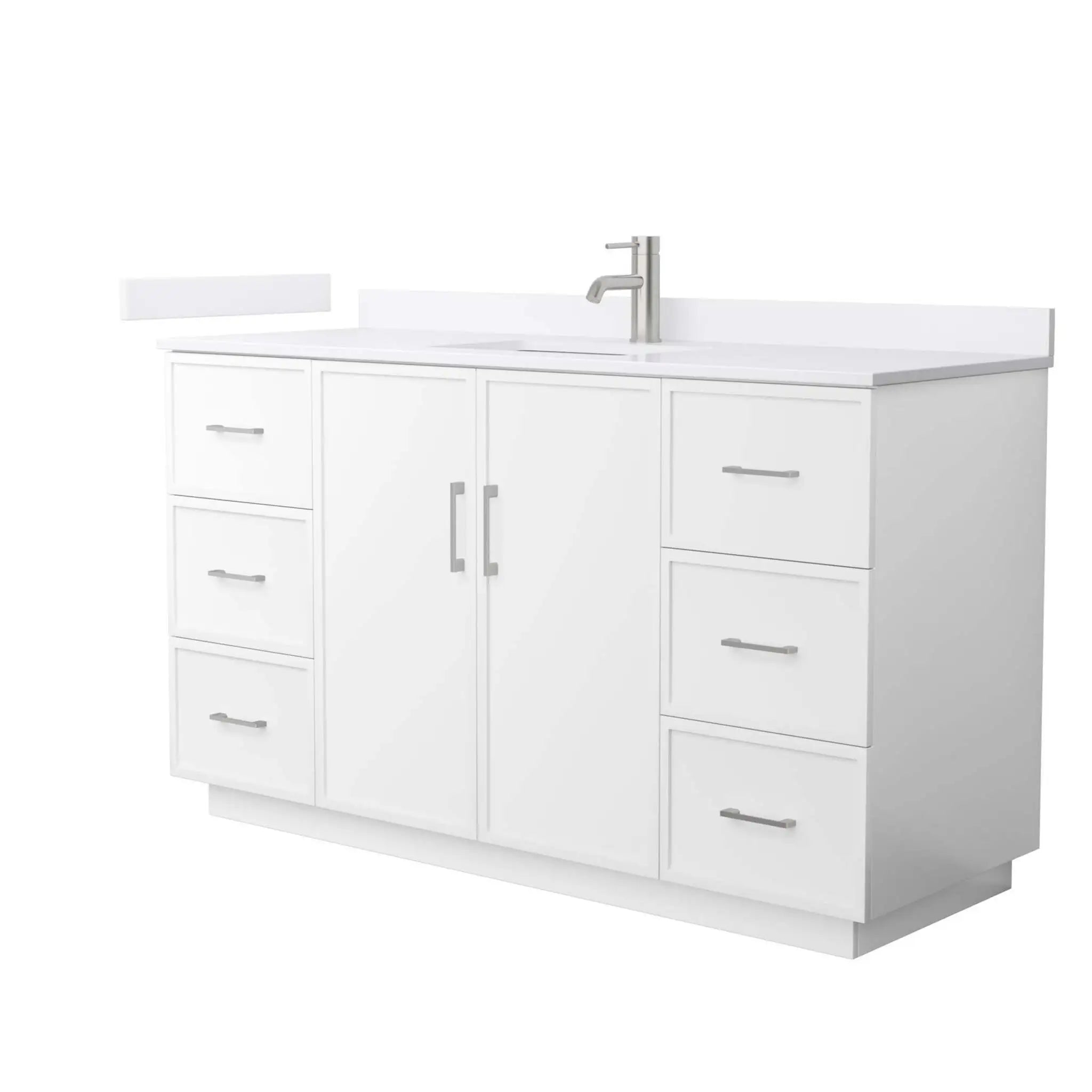 60" Elan TK Elan Single Bathroom Vanity with Toe Kick in White with Brushed Nickel Trim by Wyndham