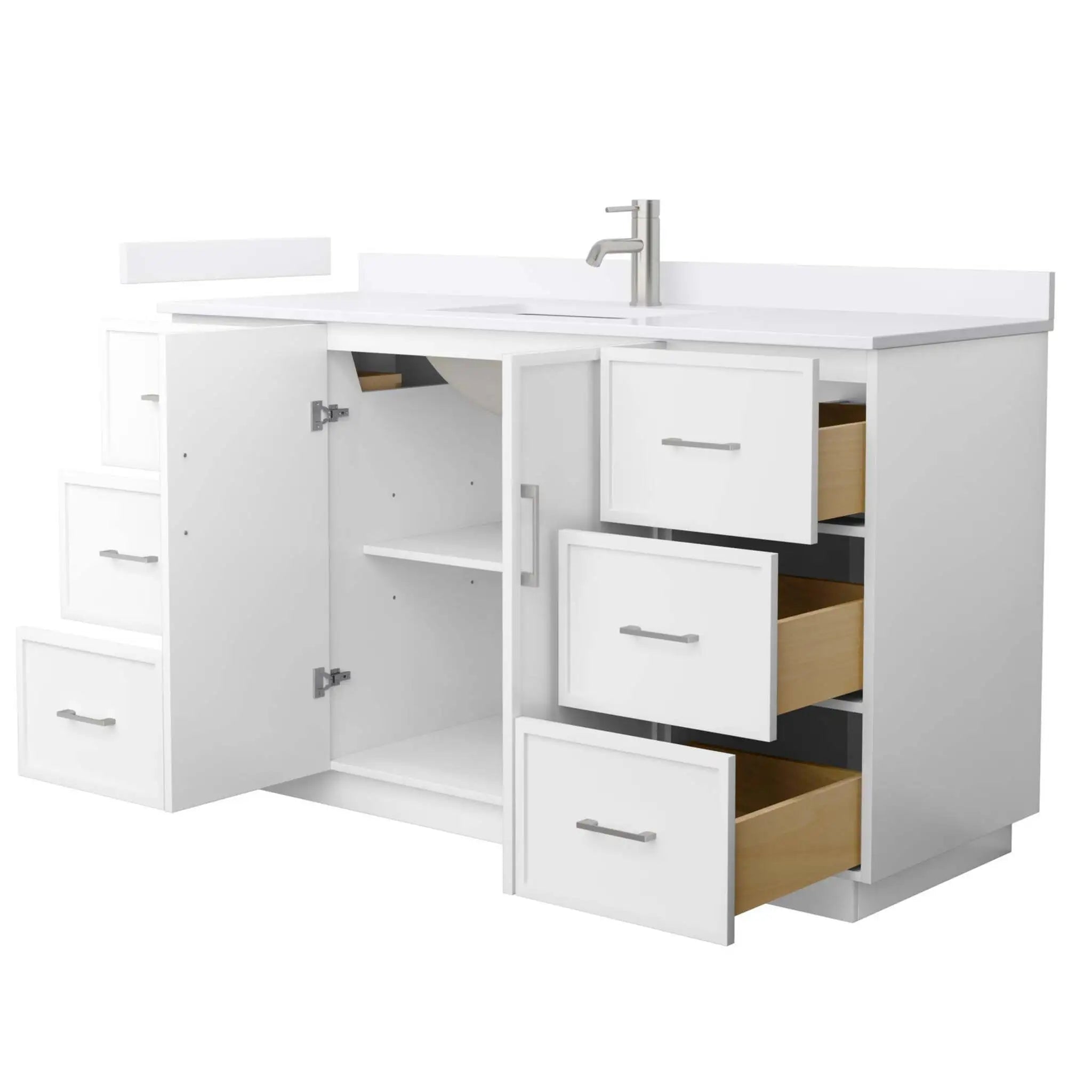 60" Elan TK Elan Single Bathroom Vanity with Toe Kick in White with Brushed Nickel Trim by Wyndham