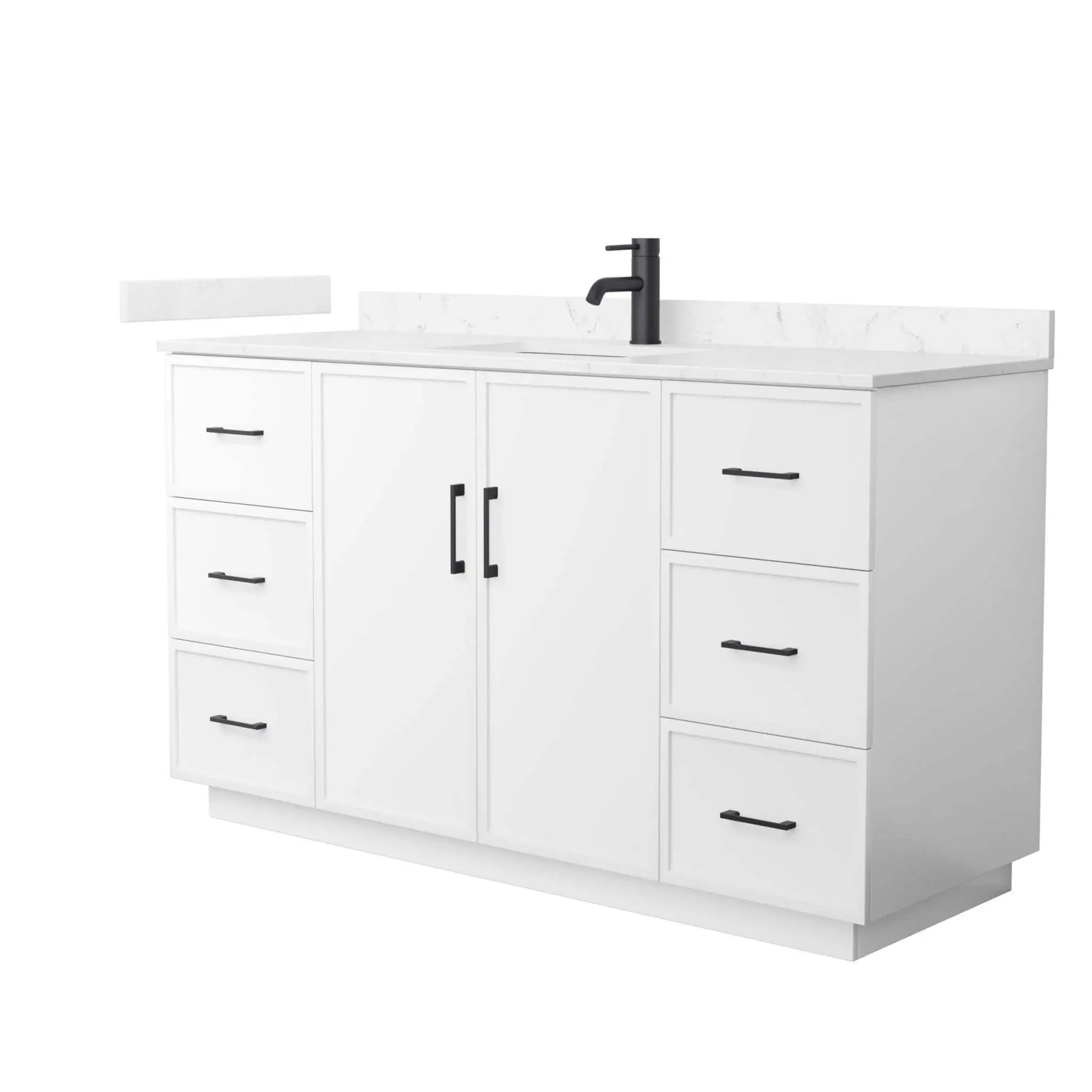 60" Elan TK Elan Single Bathroom Vanity with Toe Kick in White with Matte Black Trim by Wyndham