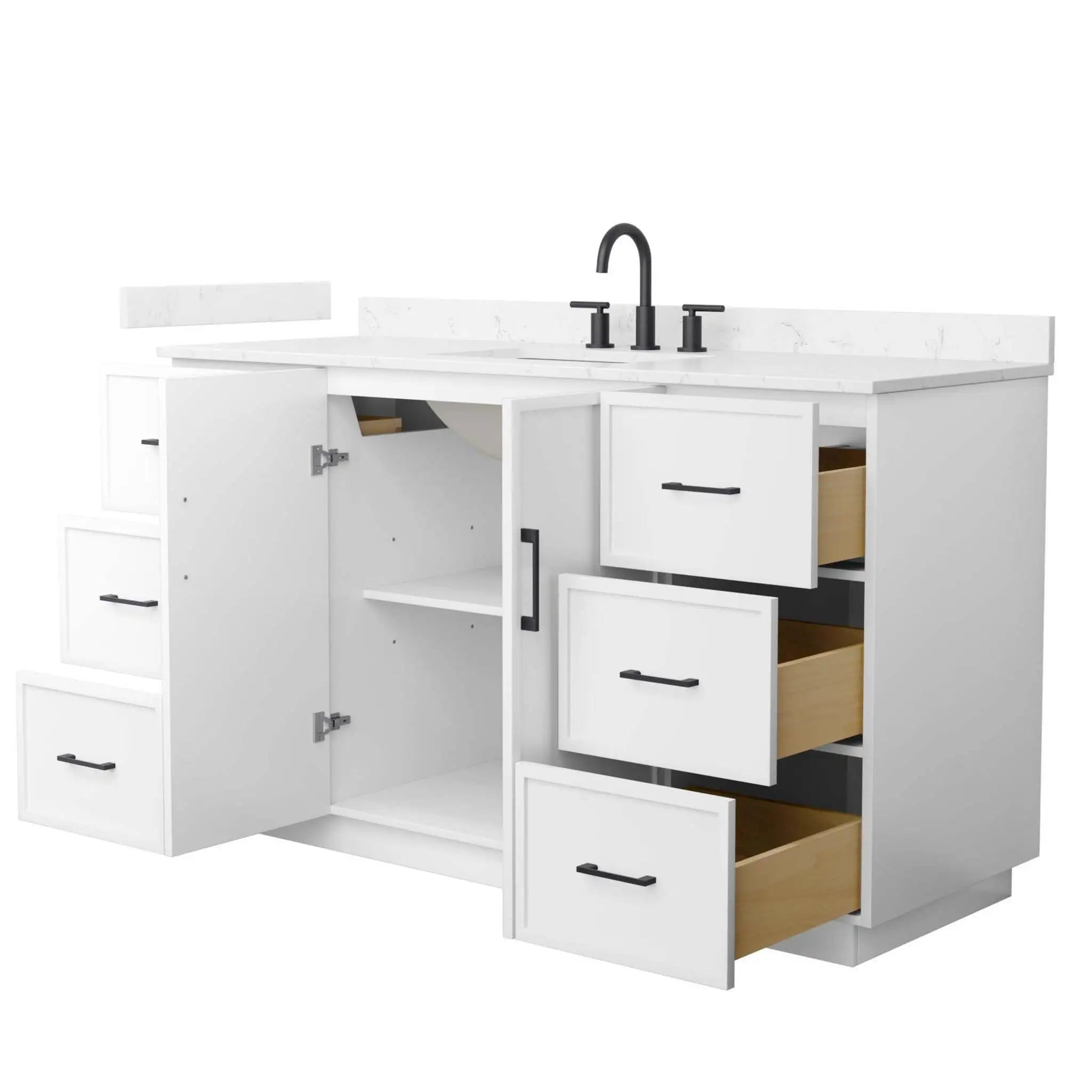 60" Elan TK Elan Single Bathroom Vanity with Toe Kick in White with Matte Black Trim by Wyndham