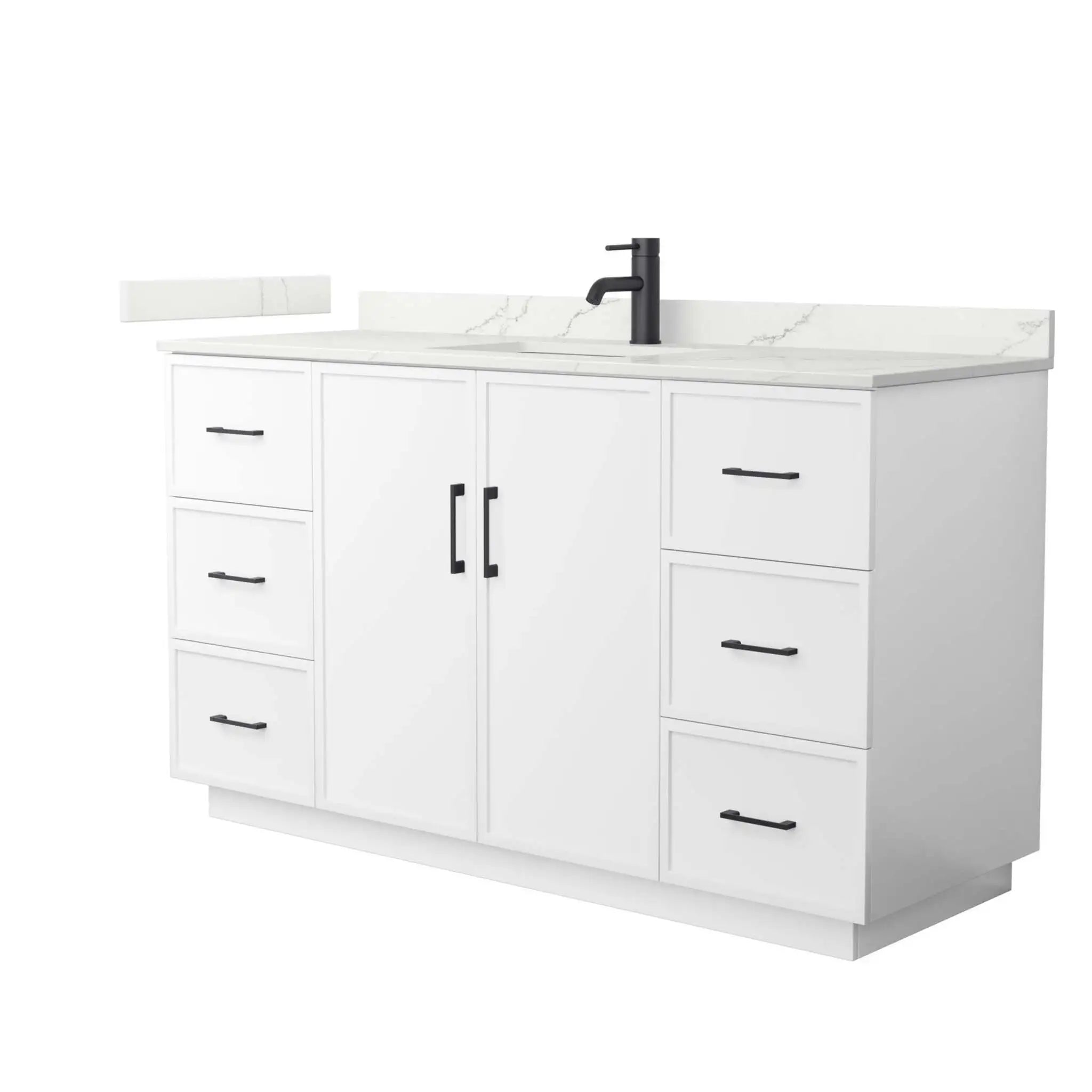 60" Elan TK Elan Single Bathroom Vanity with Toe Kick in White with Matte Black Trim by Wyndham