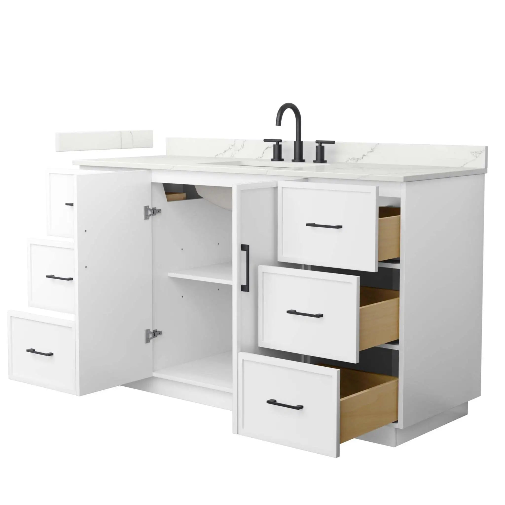 60" Elan TK Elan Single Bathroom Vanity with Toe Kick in White with Matte Black Trim by Wyndham