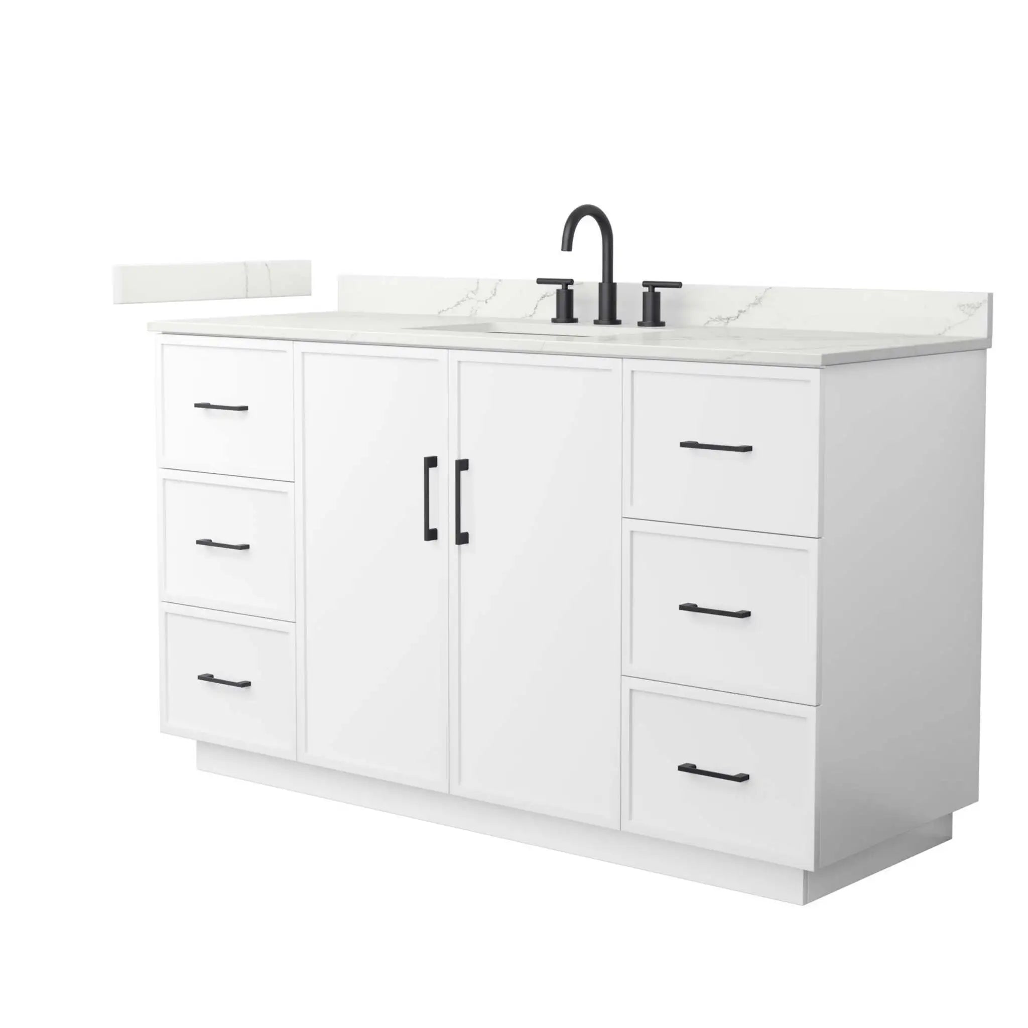 60" Elan TK Elan Single Bathroom Vanity with Toe Kick in White with Matte Black Trim by Wyndham