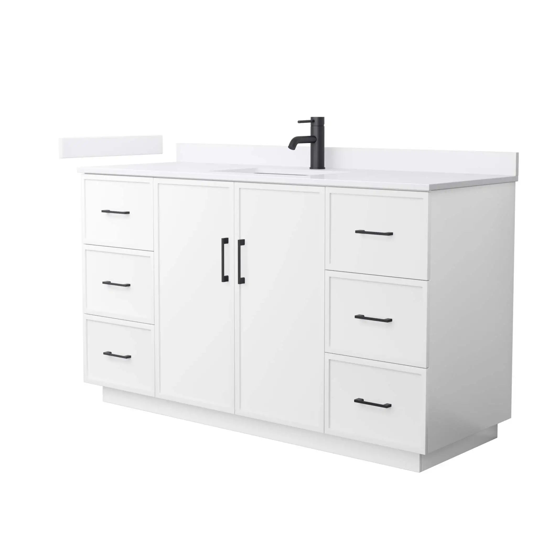 60" Elan TK Elan Single Bathroom Vanity with Toe Kick in White with Matte Black Trim by Wyndham