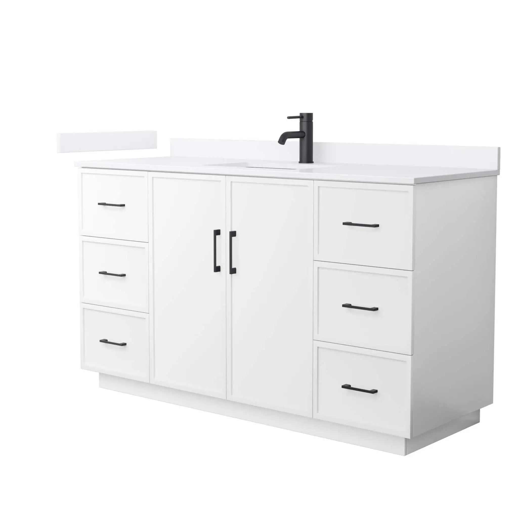 60" Elan TK Elan Single Bathroom Vanity with Toe Kick in White with Matte Black Trim by Wyndham