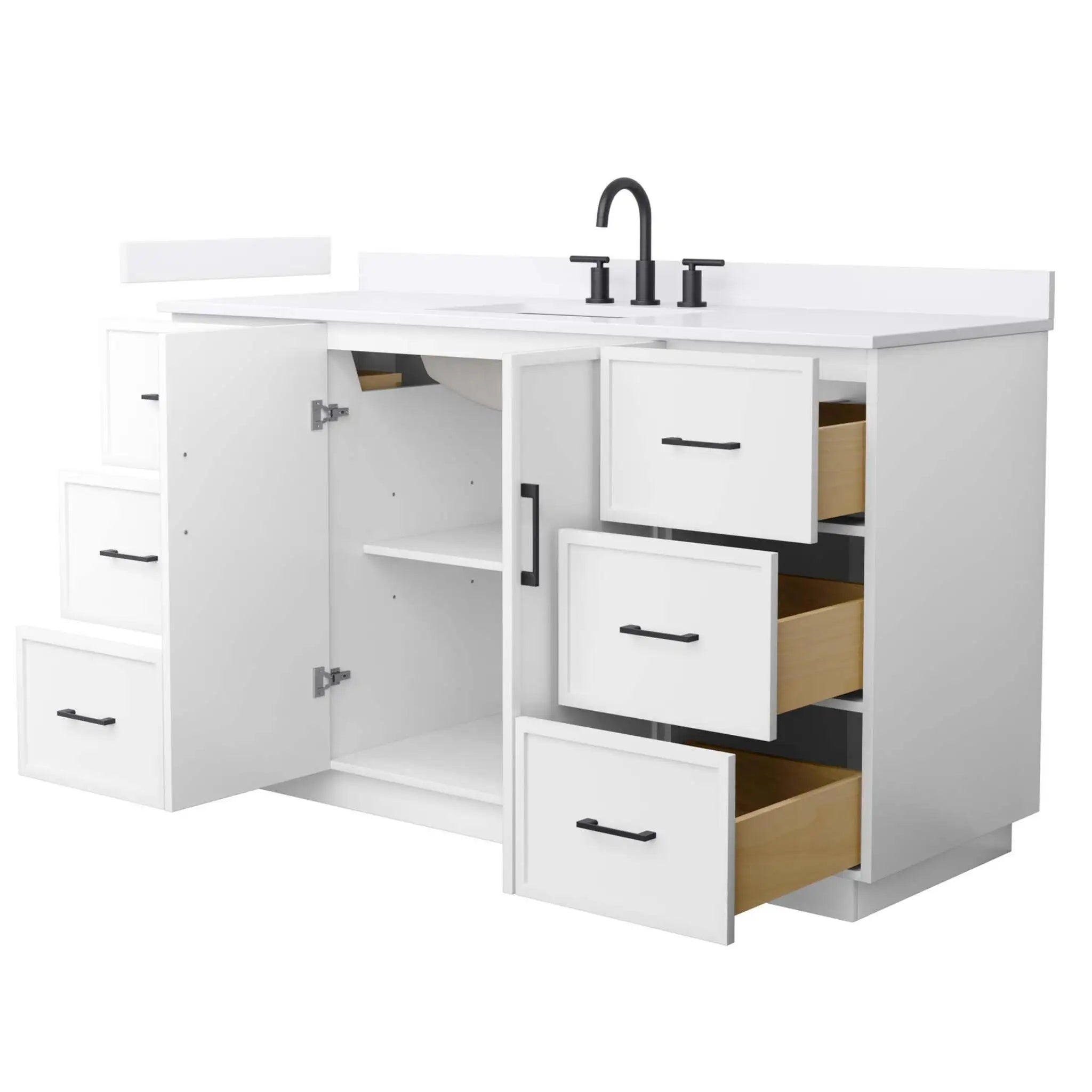 60" Elan TK Elan Single Bathroom Vanity with Toe Kick in White with Matte Black Trim by Wyndham