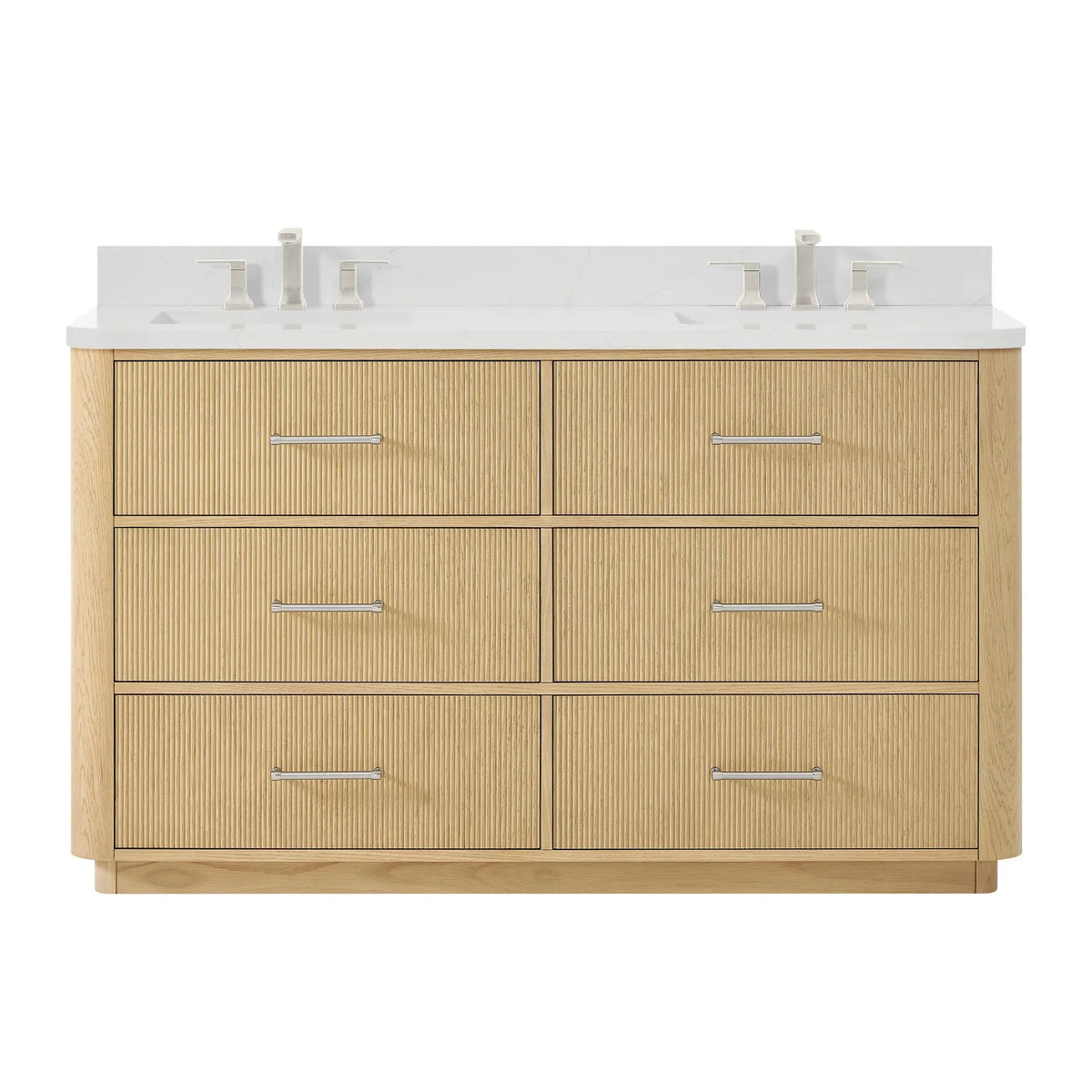 60" Francesca Double Bathroom Vanity Scandinavian Oak Brushed Nickel Trim by wyndham View 6