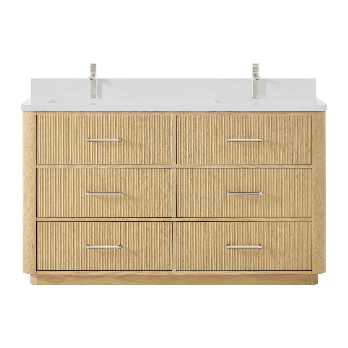 60" Francesca Double Bathroom Vanity Scandinavian Oak Brushed Nickel Trim by wyndham View 11