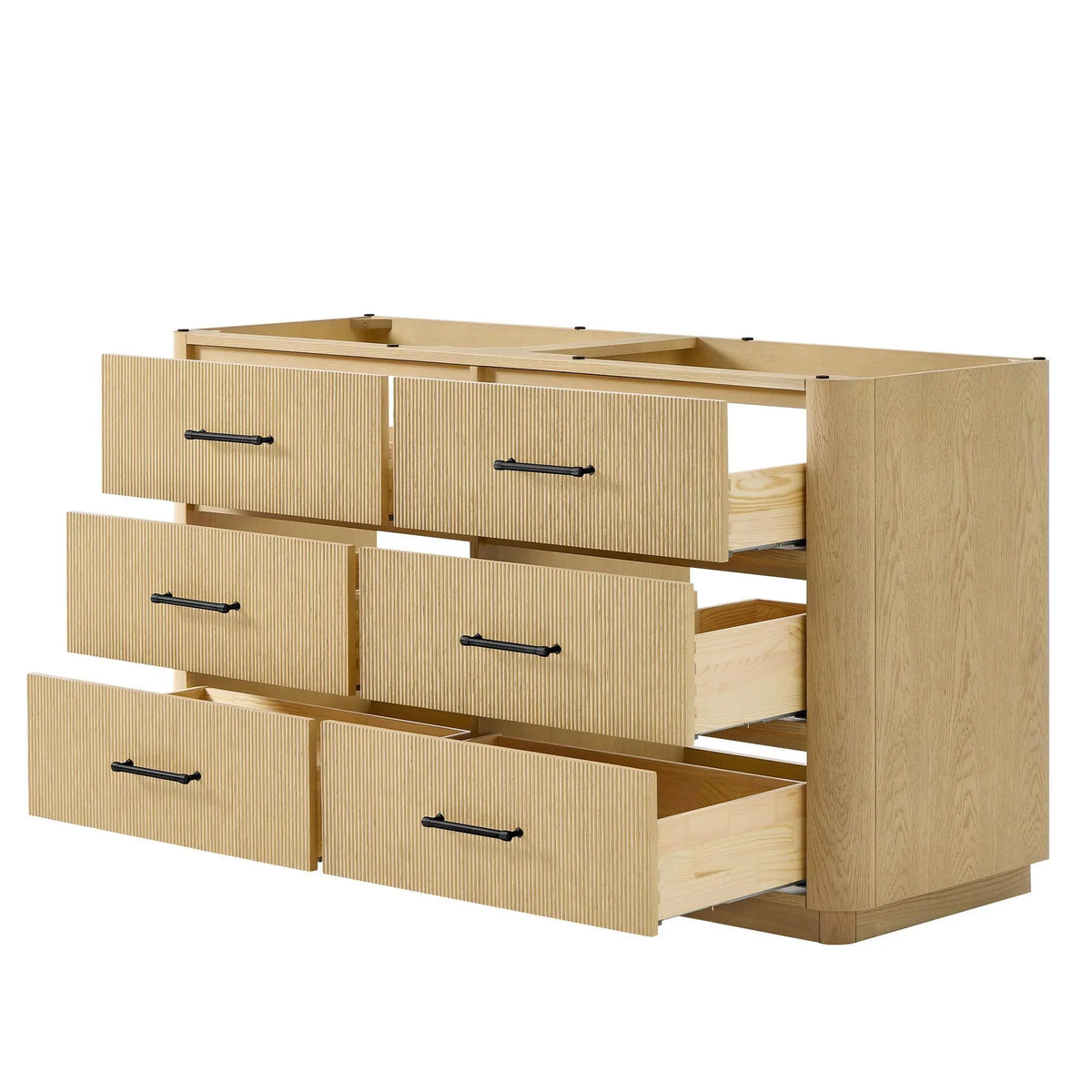 60" Francesca Double Bathroom Vanity Scandinavian Oak Matte Black Trim by wyndham View 22