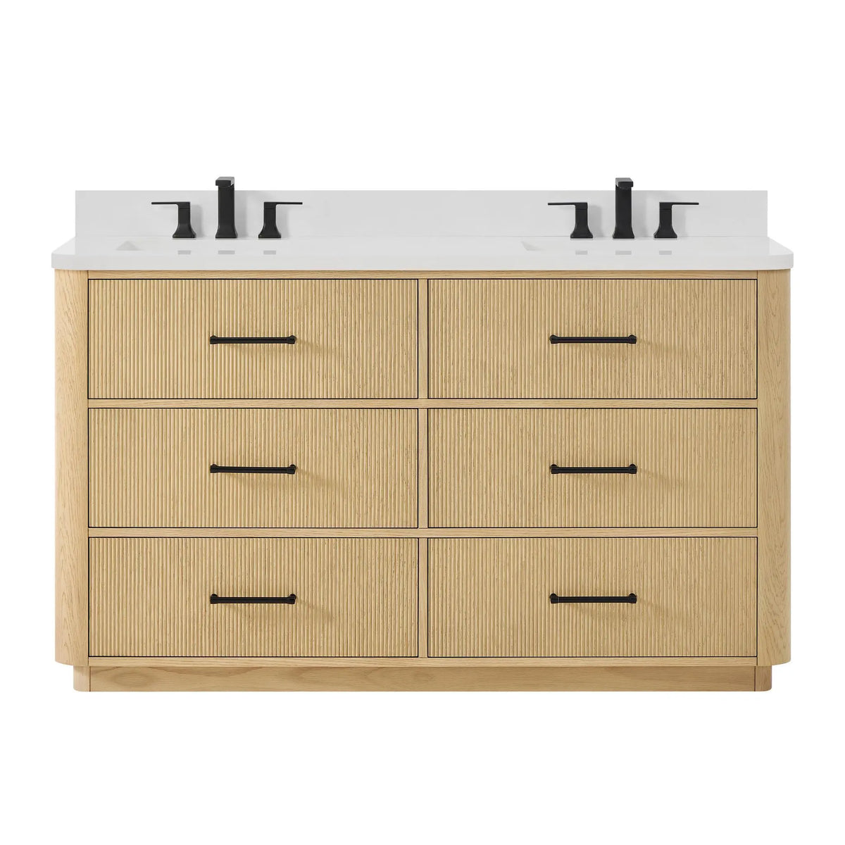 60" Francesca Double Bathroom Vanity Scandinavian Oak Matte Black Trim by wyndham View 16