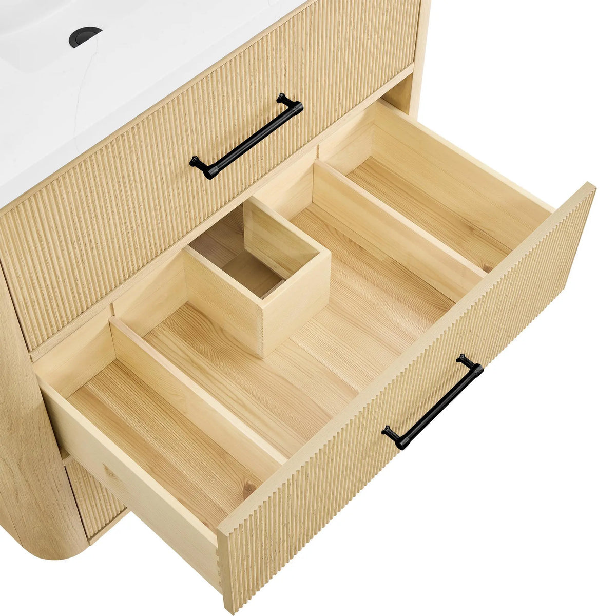 60" Francesca Double Bathroom Vanity Scandinavian Oak Matte Black Trim by wyndham