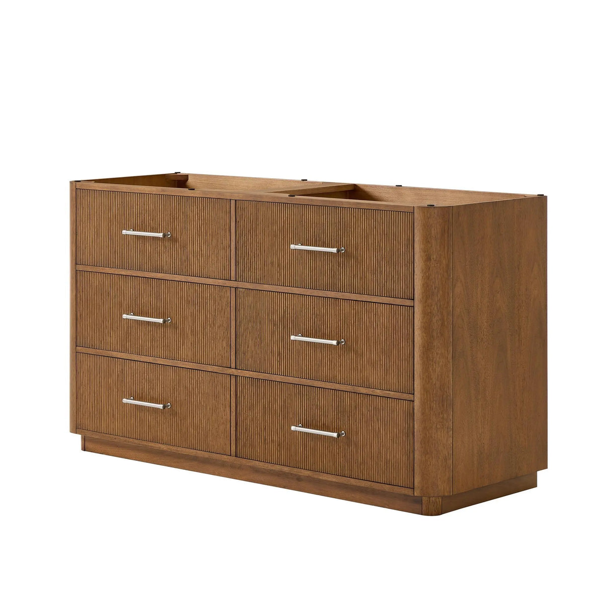 60" Francesca Double Bathroom Vanity Toasted Walnut Brushed Nickel Trim by wyndham View 24