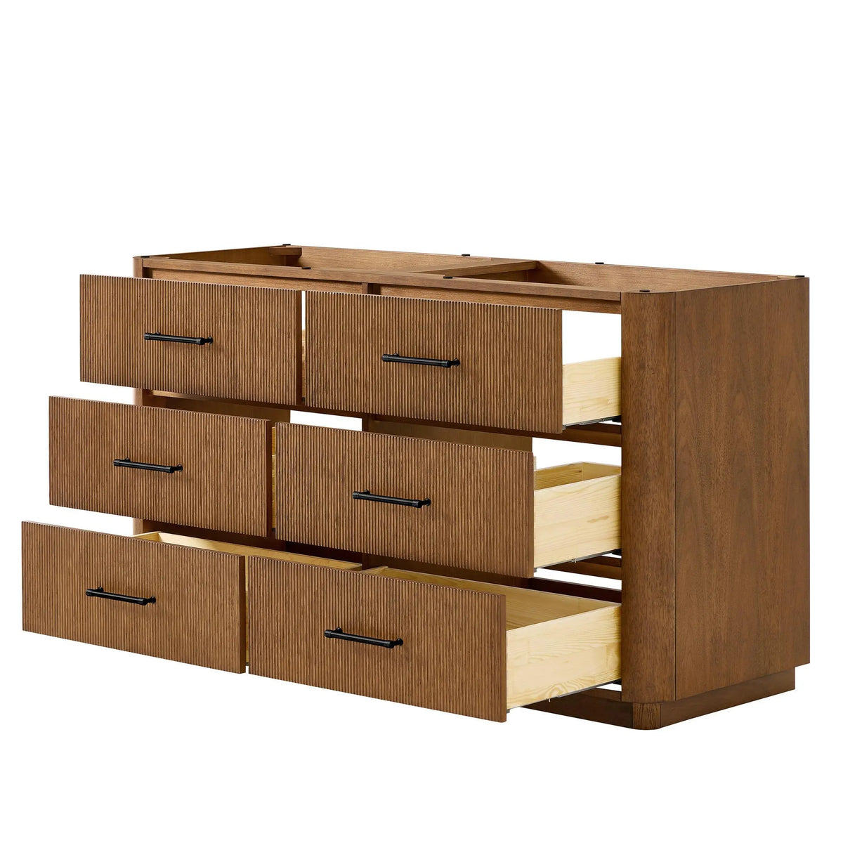 60" Francesca Double Bathroom Vanity Toasted Walnut Matte Black Trim by wyndham View 22