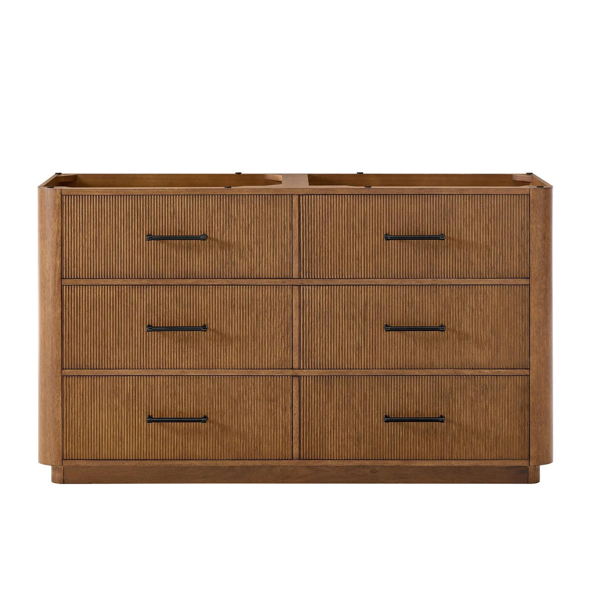 60" Francesca Double Bathroom Vanity Toasted Walnut Matte Black Trim by wyndham View 21