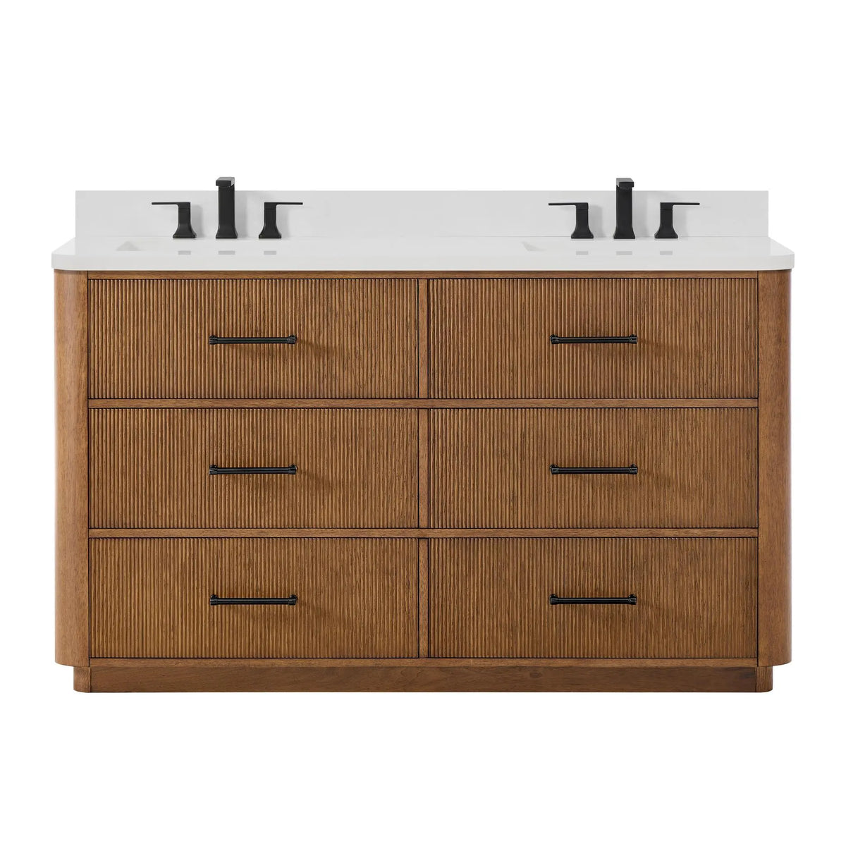 60" Francesca Double Bathroom Vanity Toasted Walnut Matte Black Trim by wyndham View 16