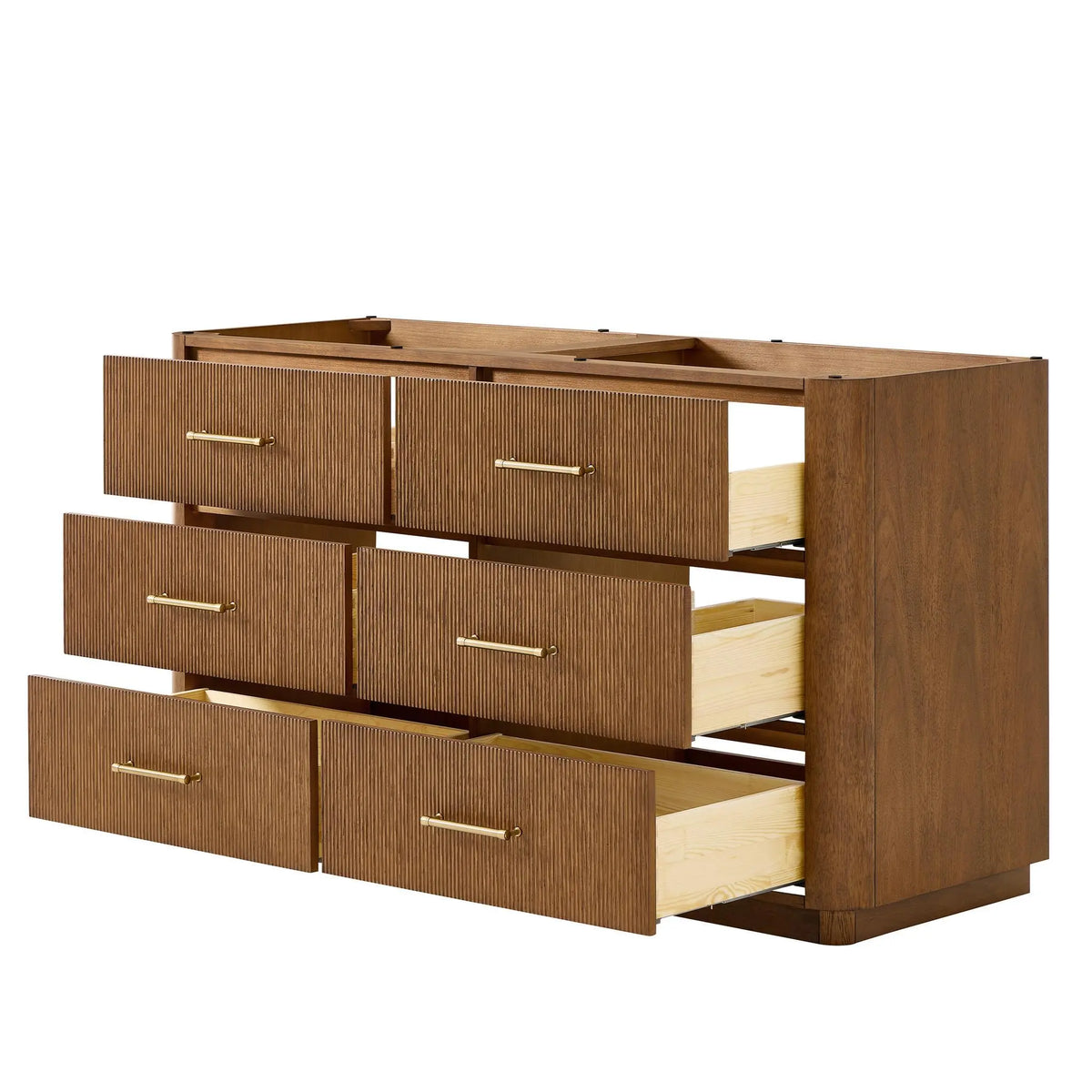 60" Francesca Double Bathroom Vanity Toasted Walnut Satin Bronze Trim by wyndham View 22