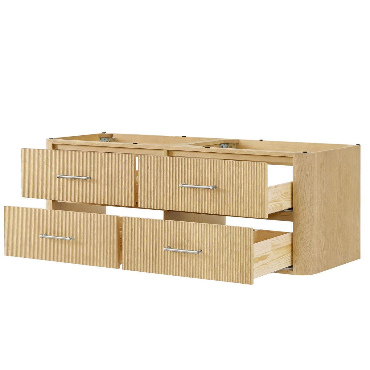 60" Francesca Double Wall Mounted Bathroom Vanity Scandinavian Oak Brushed Nickel Trim by wyndham View 22