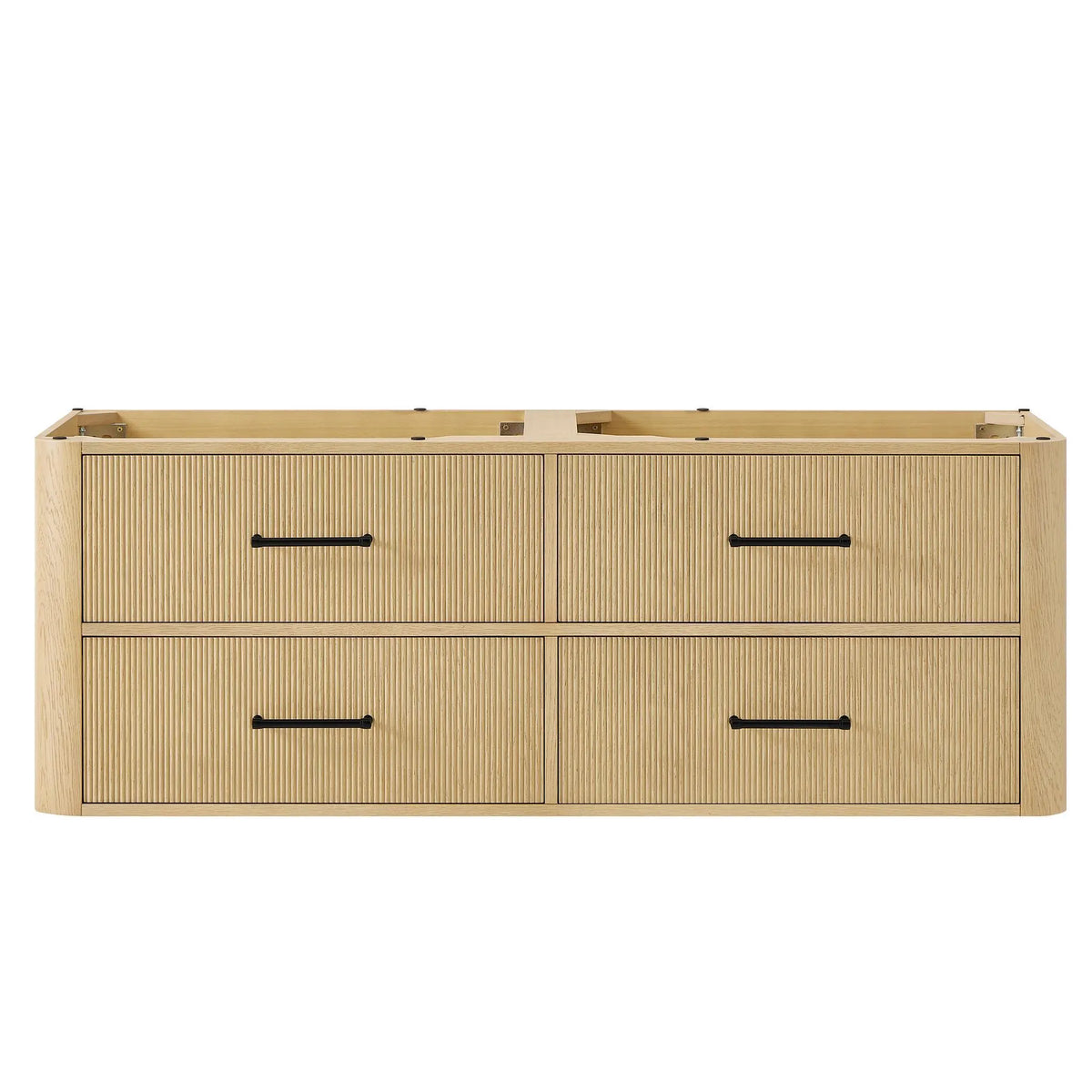 60" Francesca Double Wall Mounted Bathroom Vanity Scandinavian Oak Matte Black Trim by wyndham View 21