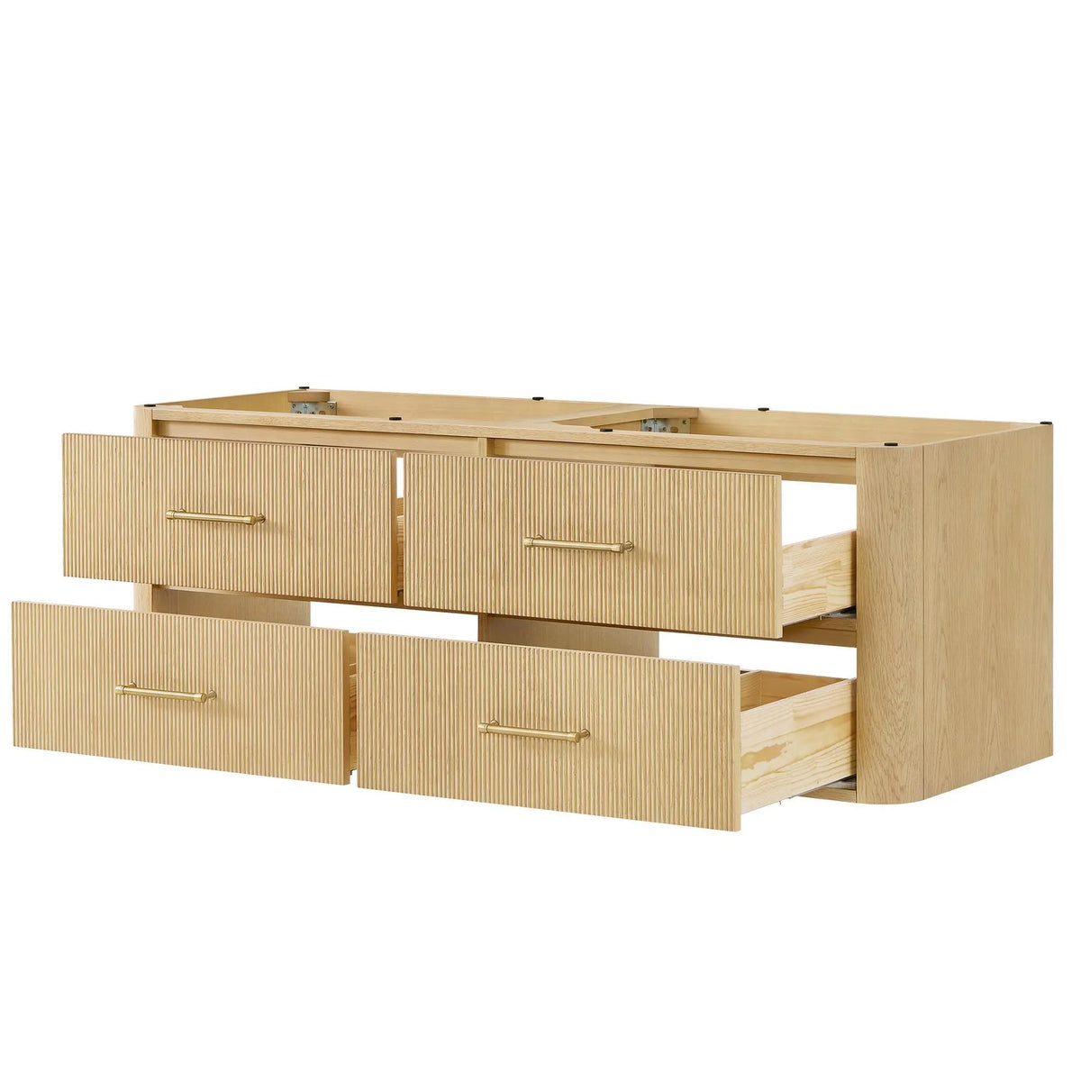 60" Francesca Double Wall Mounted Bathroom Vanity Scandinavian Oak Satin Bronze Trim by wyndham View 22