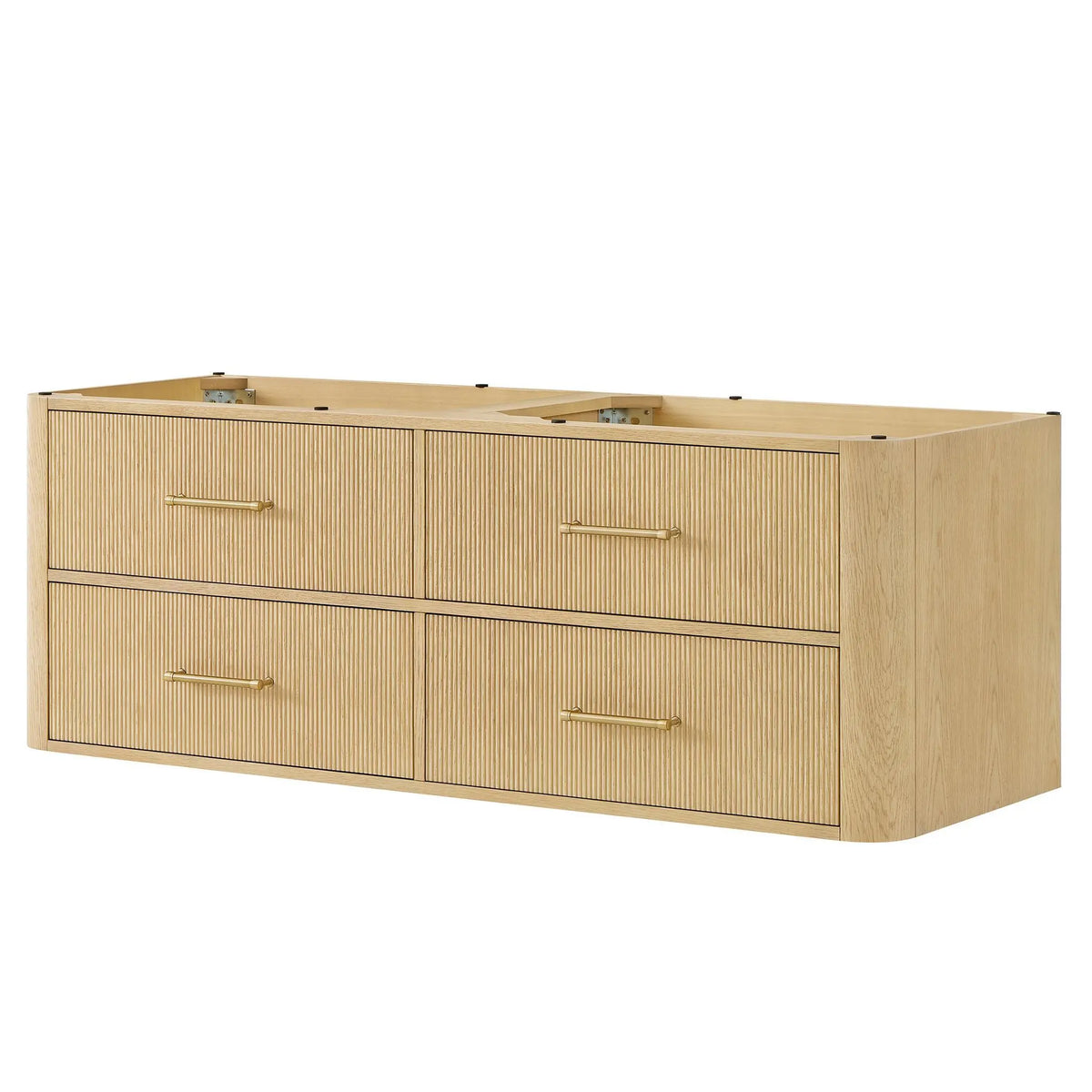 60" Francesca Double Wall Mounted Bathroom Vanity Scandinavian Oak Satin Bronze Trim by wyndham View 24