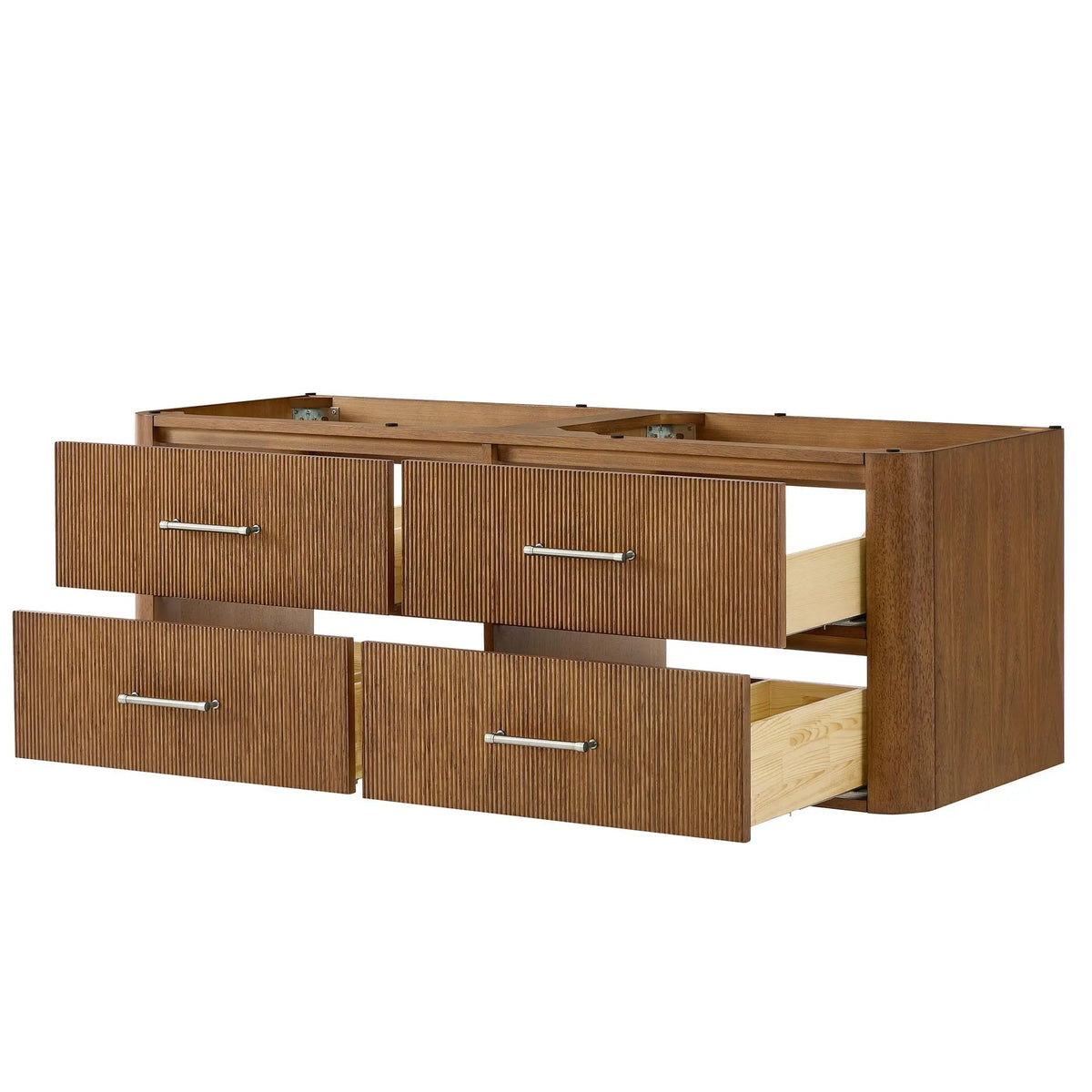 60" Francesca Double Wall Mounted Bathroom Vanity Toasted Walnut Brushed Nickel Trim by wyndham View 22