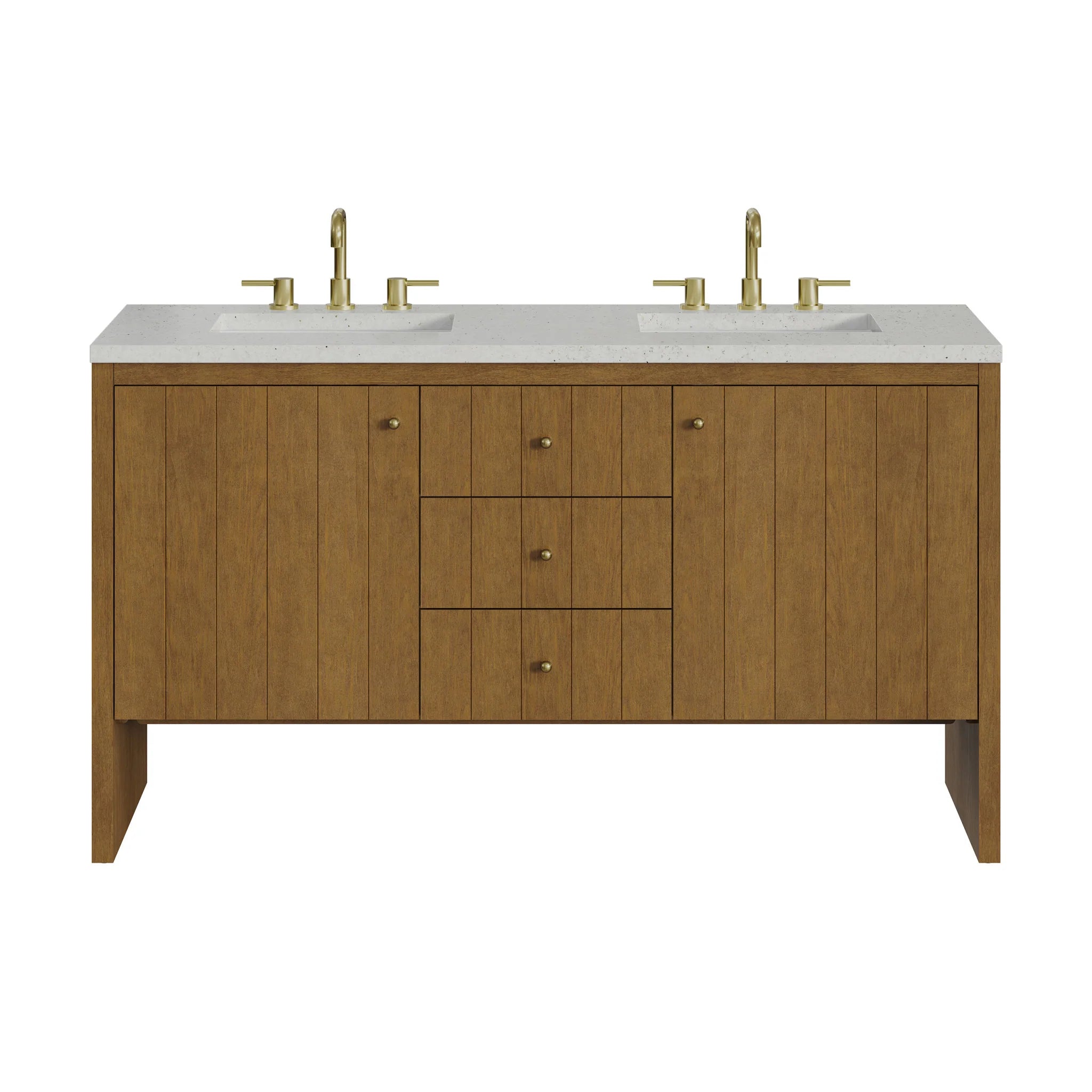 60" Hudson Double Vanity in Honey Oak by James Martin Vanities-Lime Delight Silestone 