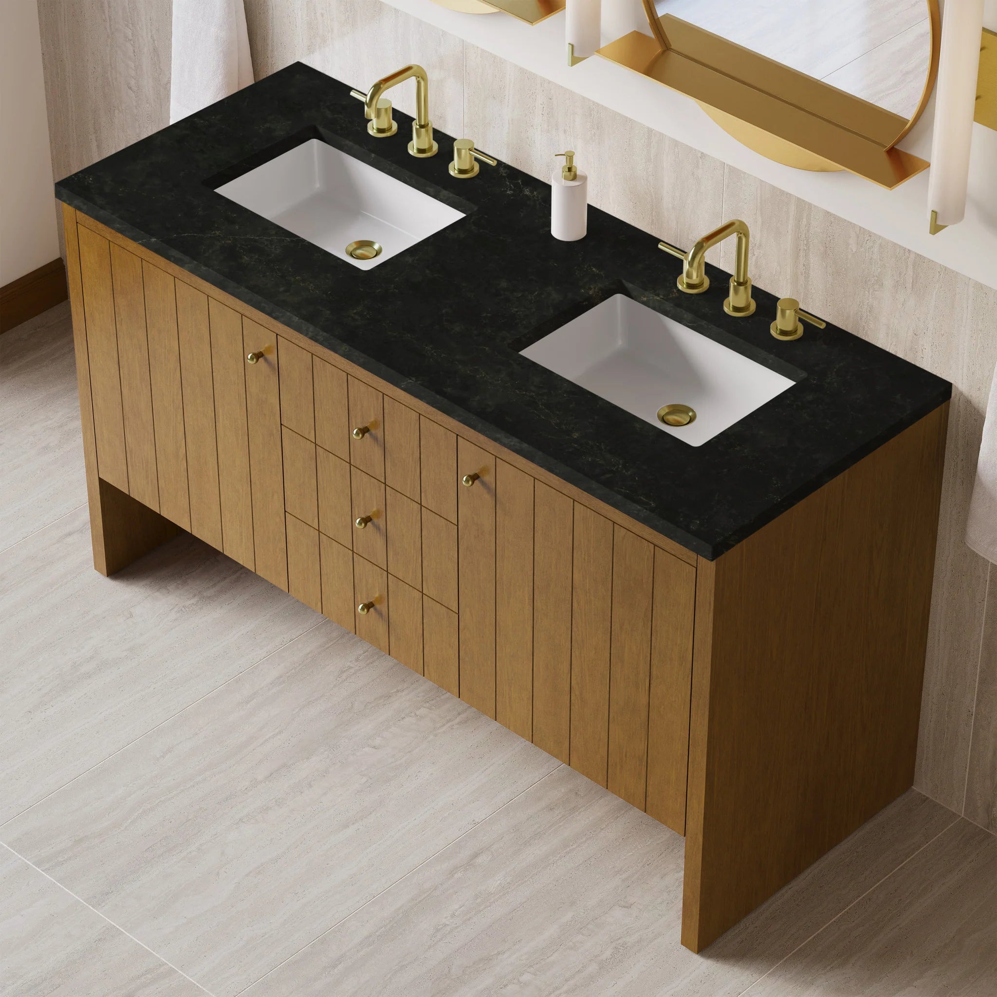60" Hudson Double Vanity in Honey Oak by James Martin Vanities-Phantome Eclos 6