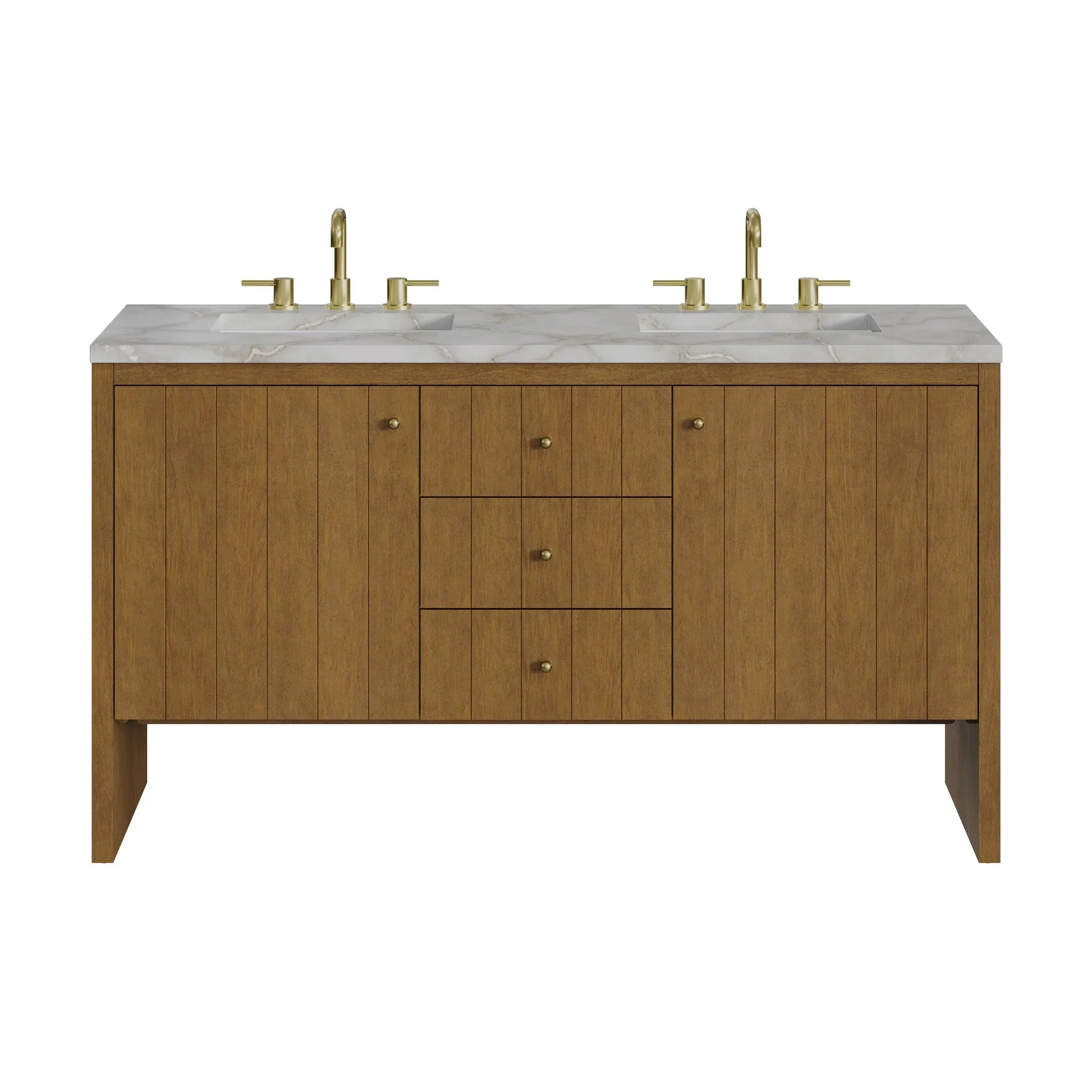 60" Hudson Double Vanity in Honey Oak by James Martin Vanities - AURA Modern Home