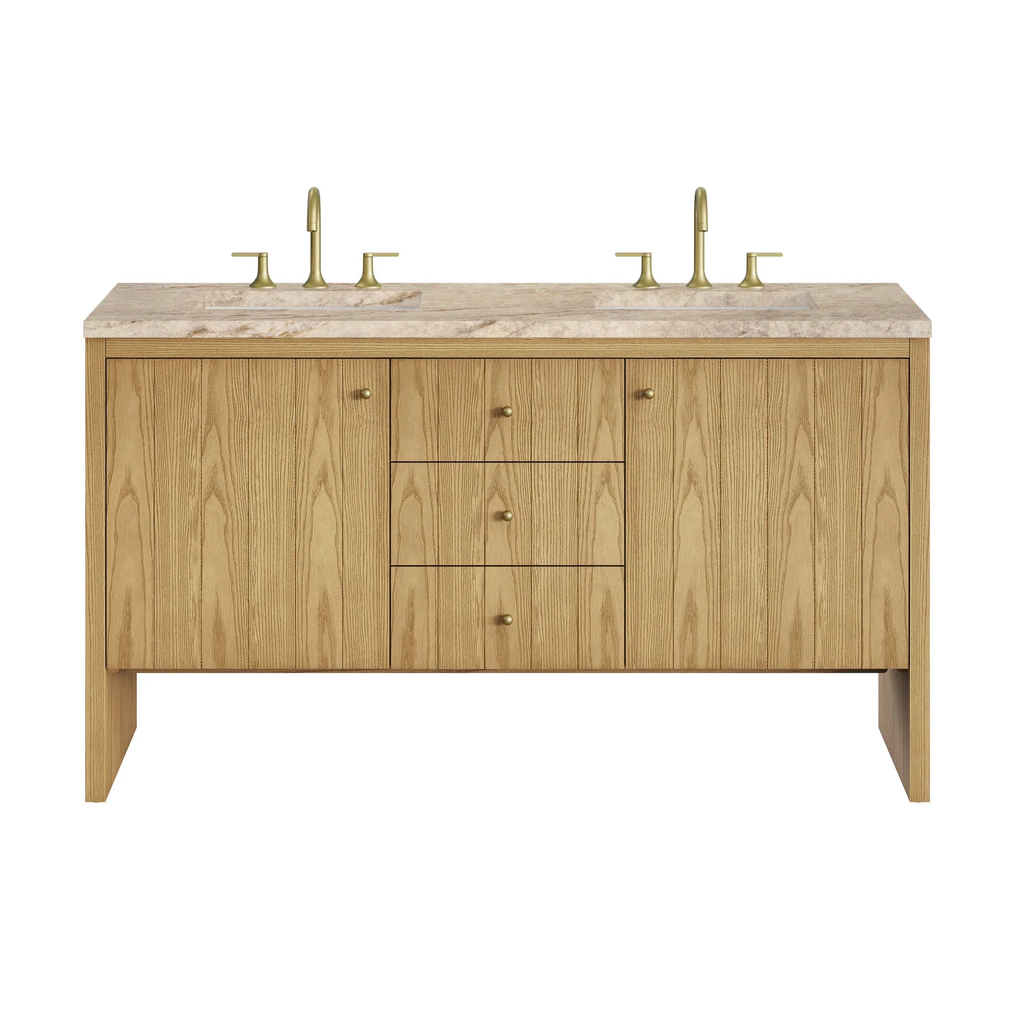 60" Hudson Double Vanity in Light Natural Oak by James Martin Vanities - AURA Modern Home