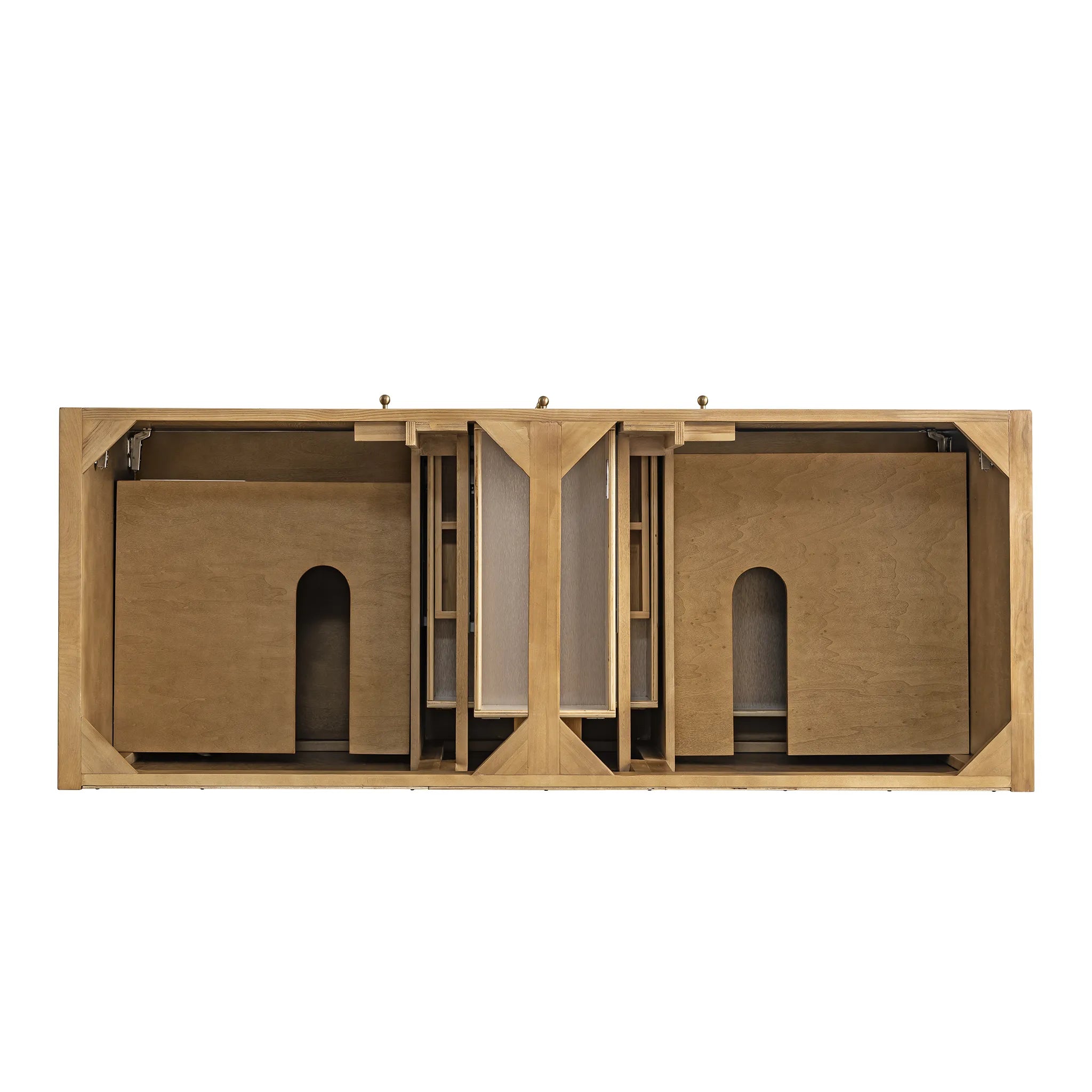 60" Hudson Double Vanity in Light Natural Oak-White Zeus Silestone-8" Widespread image 5