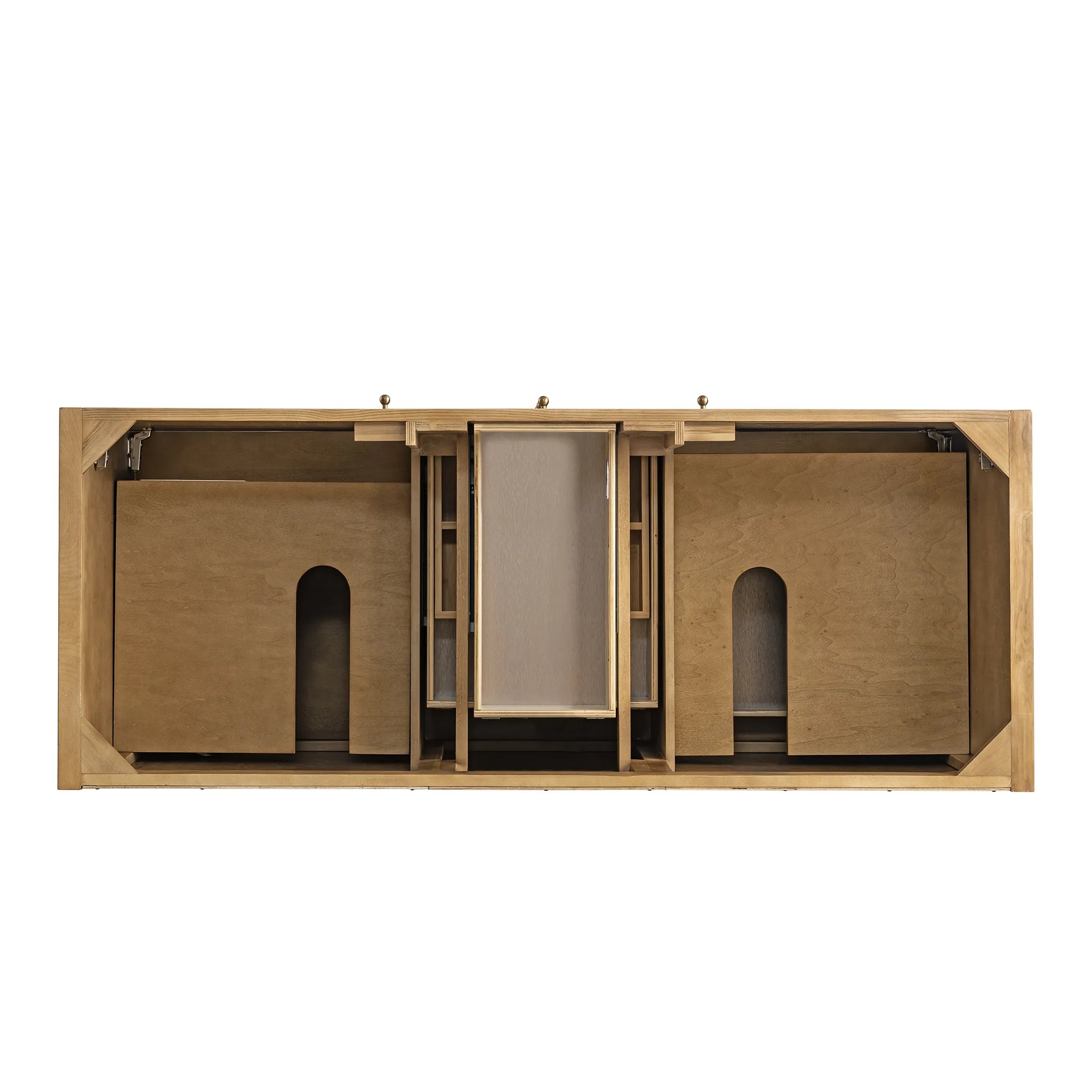 60" Hudson Double Vanity in Light Natural Oak Wireless Charger-Eternal Jasmine Pearl Silestone-8" Widespread image 7