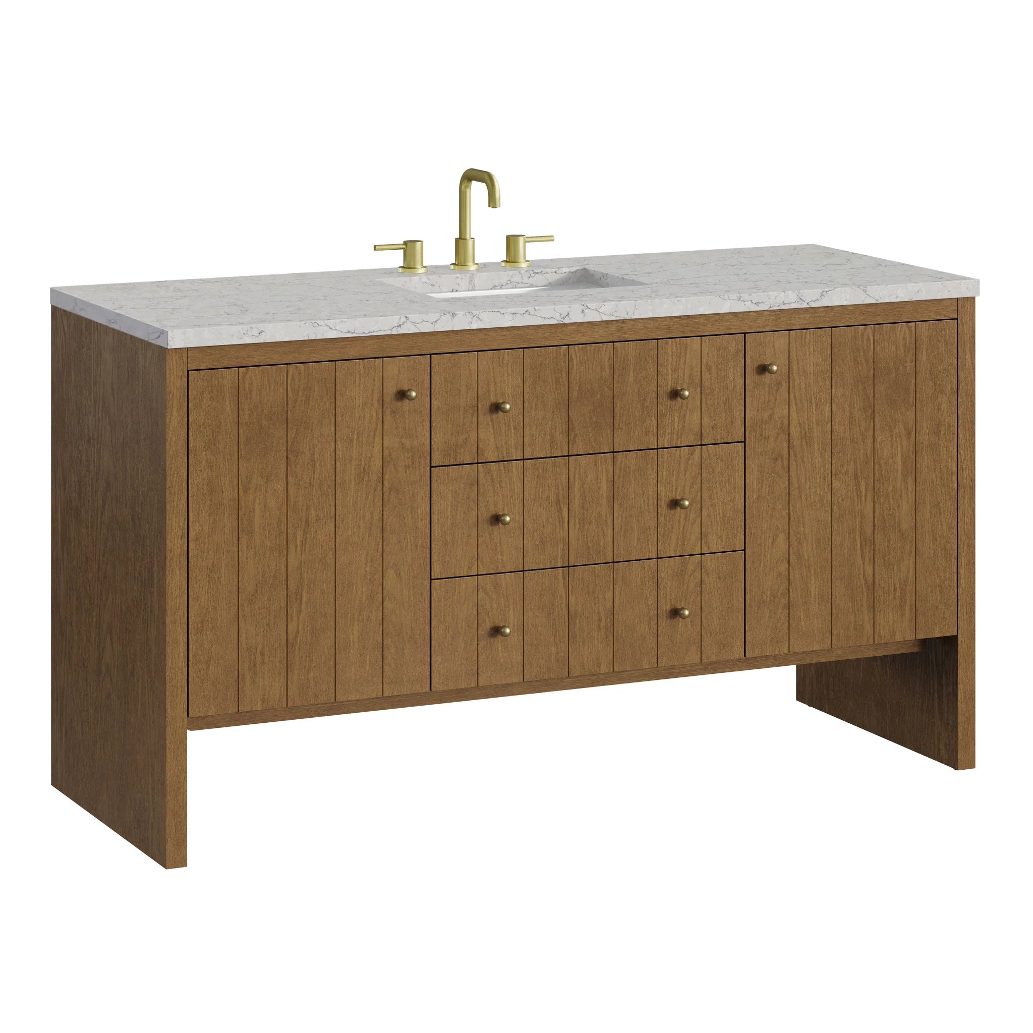 60" Hudson Single Vanity in Honey Oak by James Martin Vanities-Eternal Jasmine Pearl Silestone 10