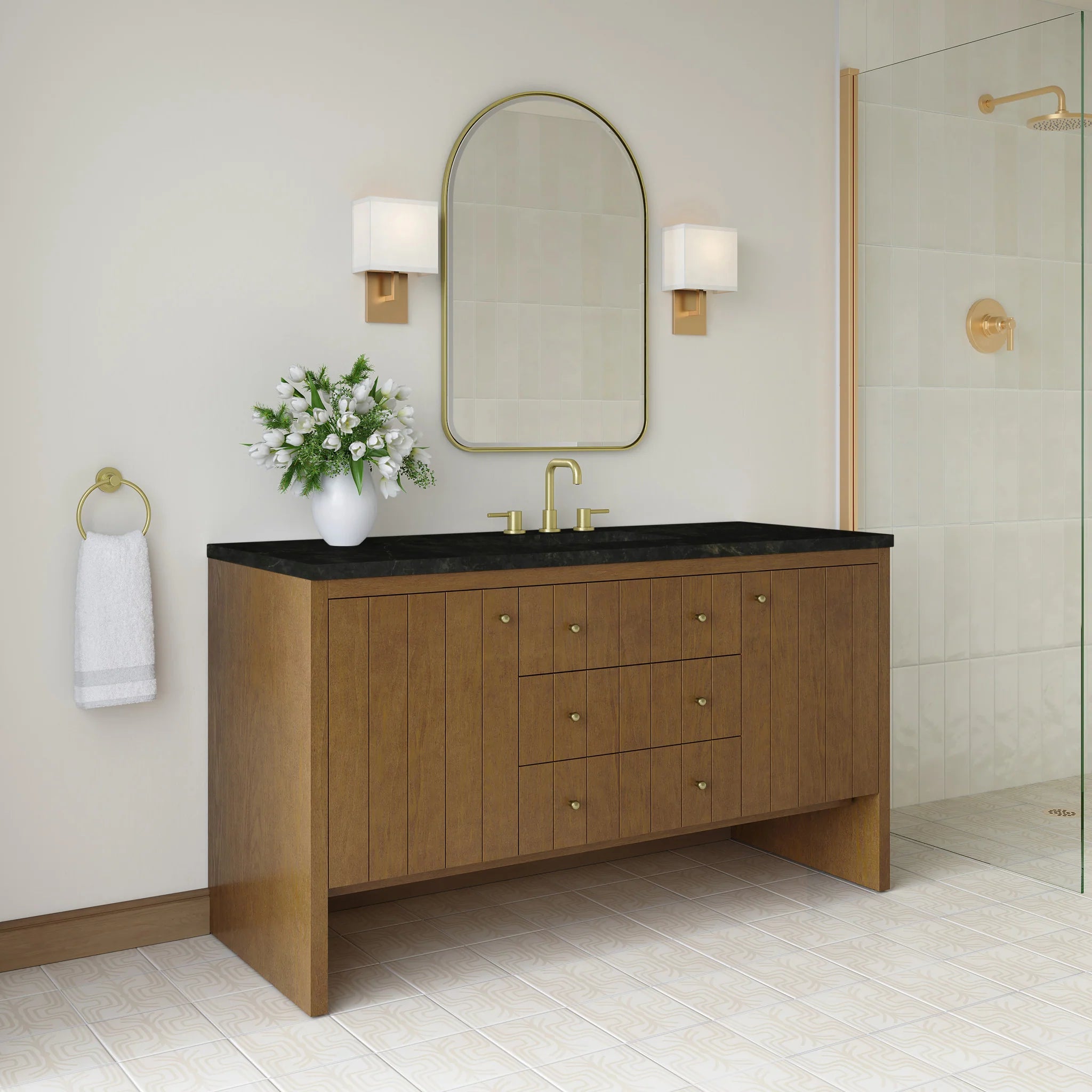 60" Hudson Single Vanity in Honey Oak by James Martin Vanities-Phantome Eclos 2