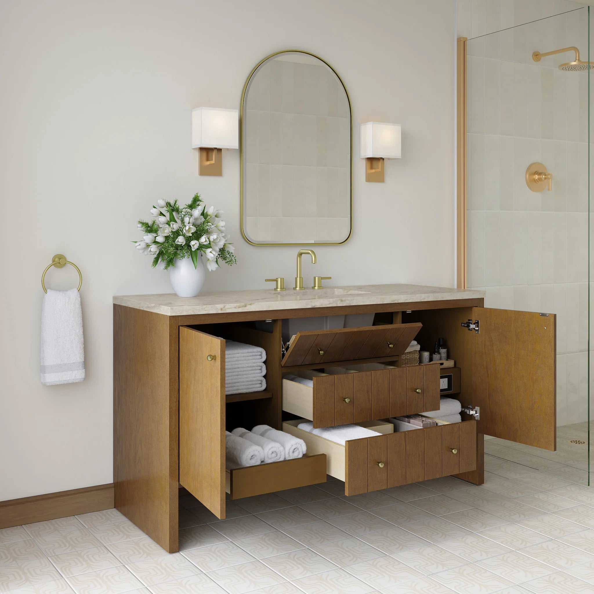 60" Hudson Single Vanity in Honey Oak by James Martin Vanities-Tajnar Eclos 3